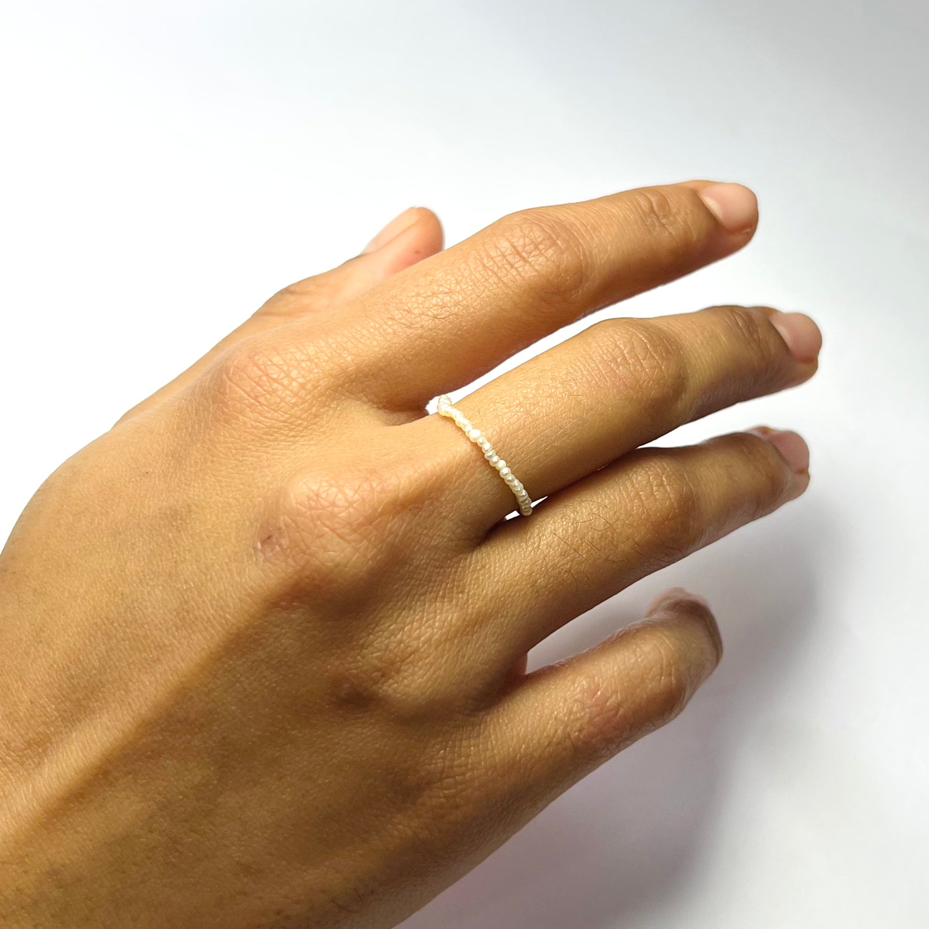 Natural Seed Pearl Eternity Ring Size 5 - 7