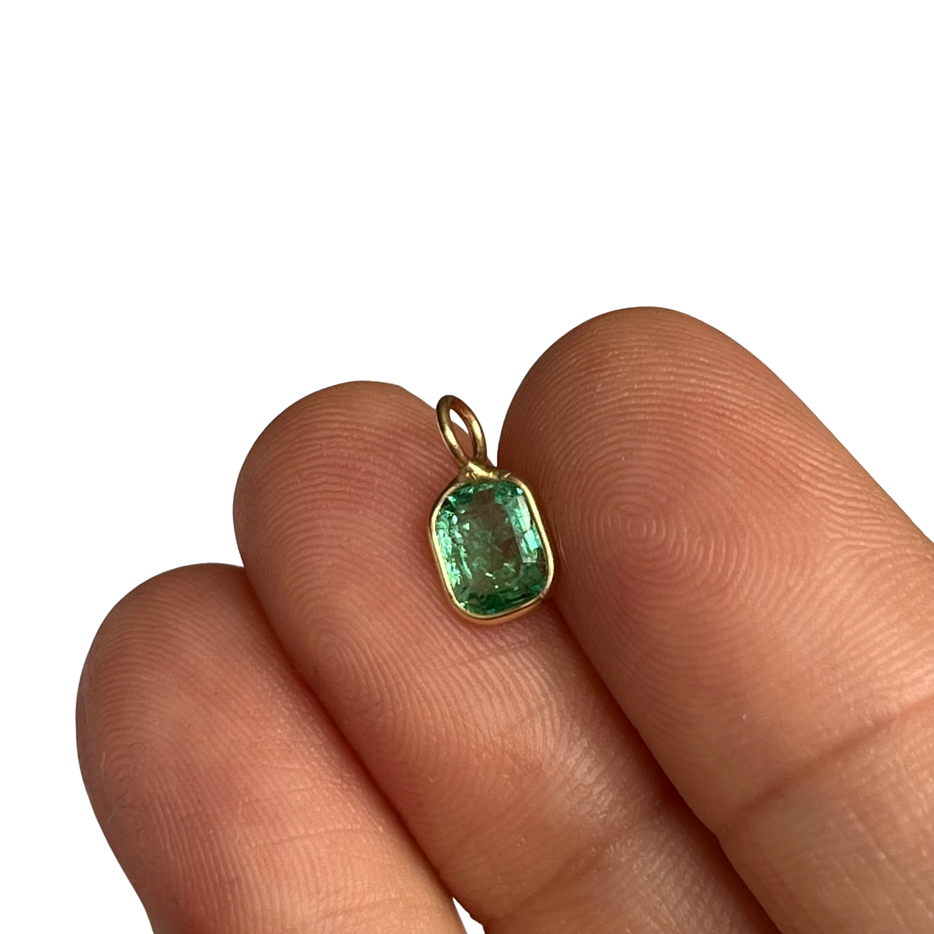 .63ct Square Colombian Emerald 14K Yellow Gold Pendant Charm