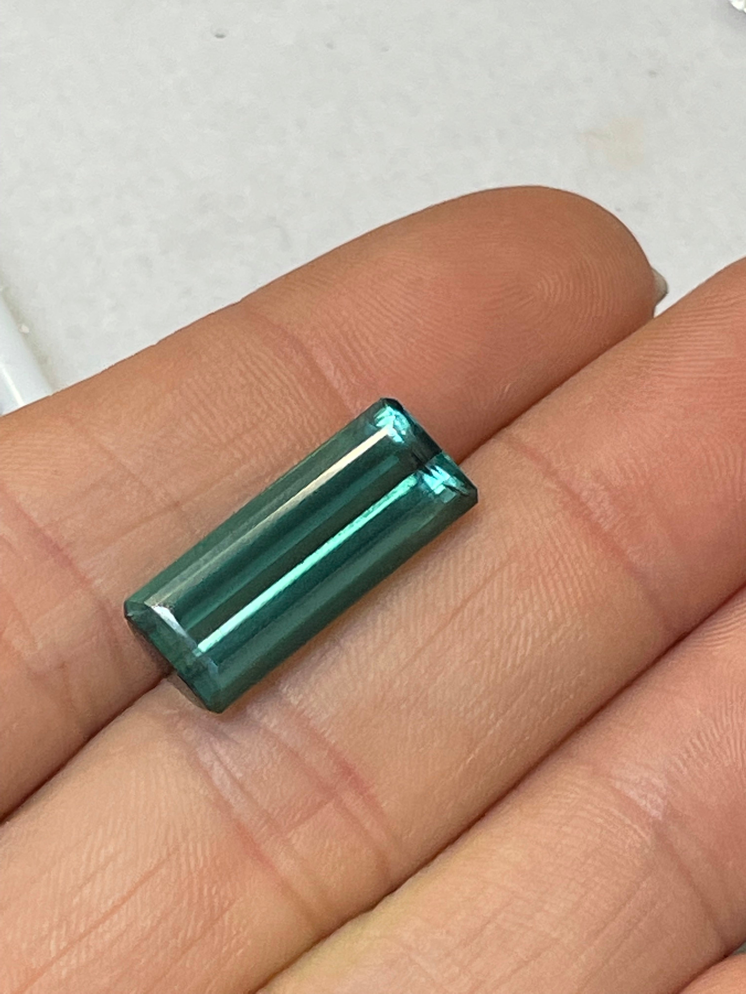 6.45CT Brilliant Teal Green Tourmaline Emerald Cut