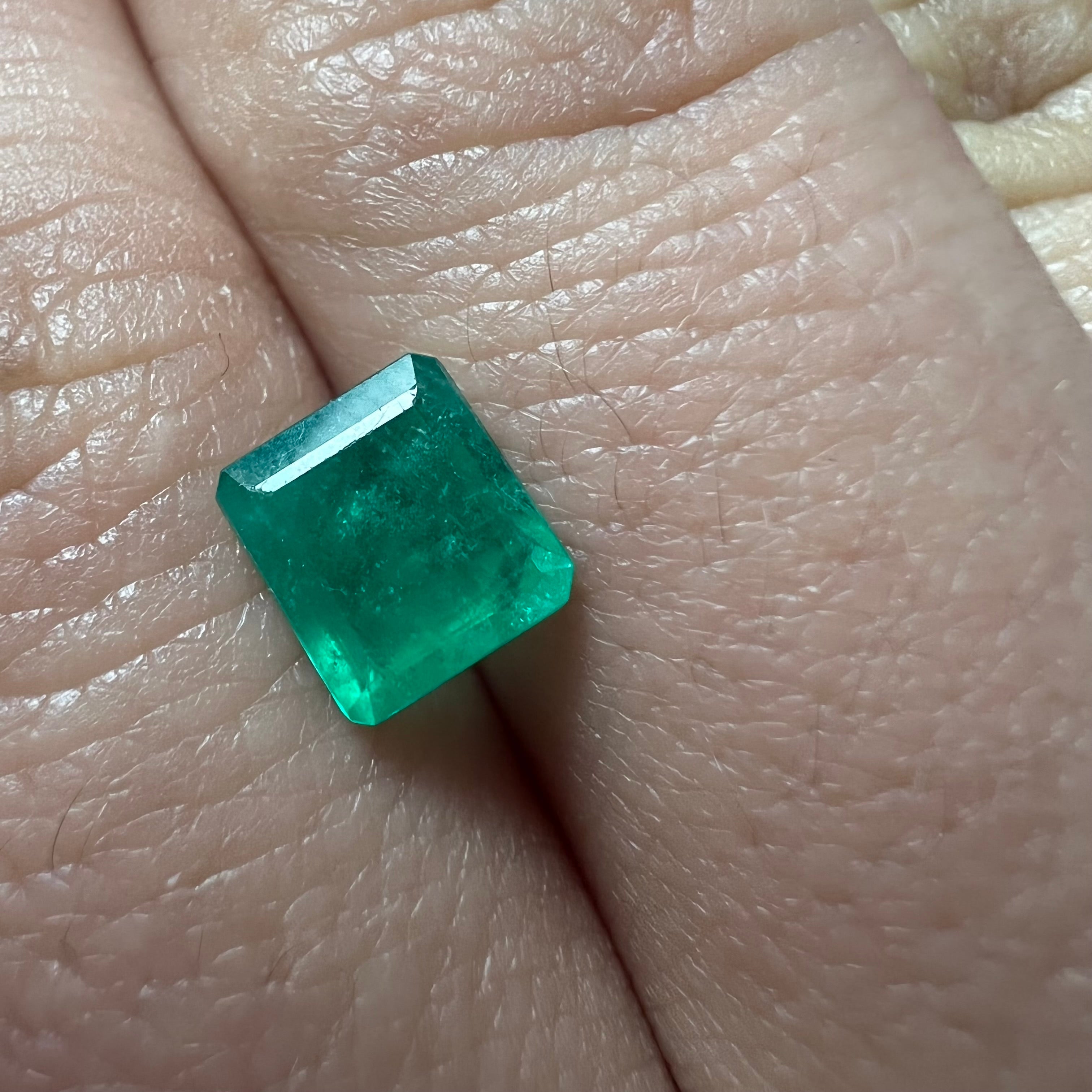 1.11CT Loose Natural Colombian Emerald Square Cut 6.82x6.24x3.78CT