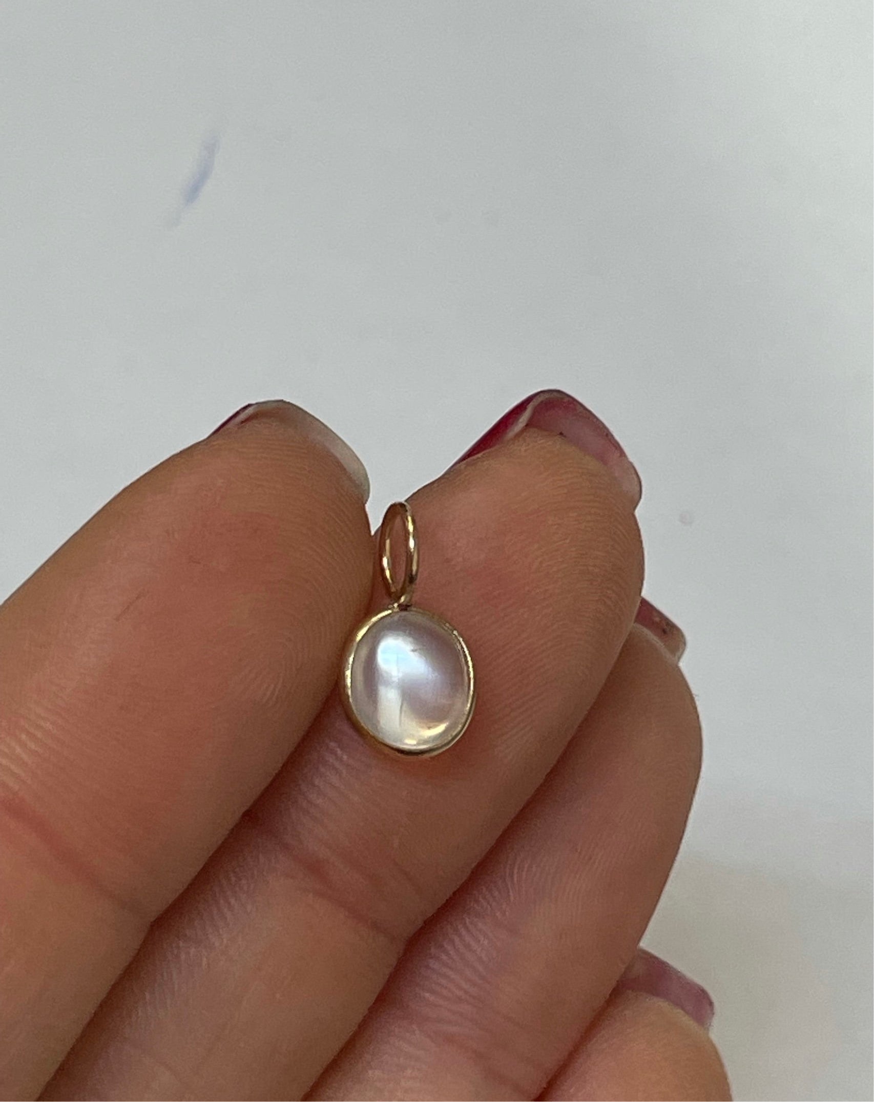 1.5CT Moonstone Charm 14K Yellow Gold 13x7mm
