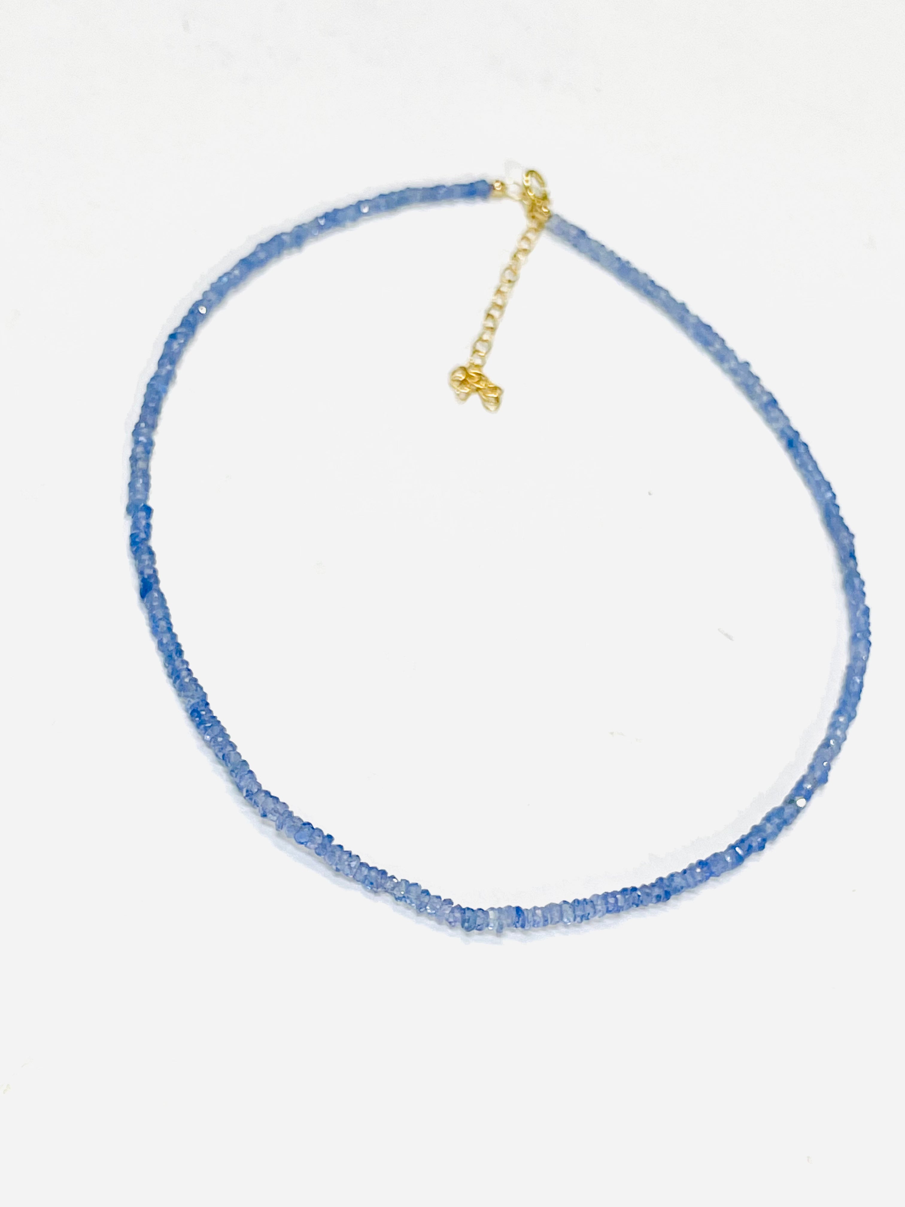 12.25”-15” 2mm Faceted Tanzanite 14K Yellow Gold Choker Necklace