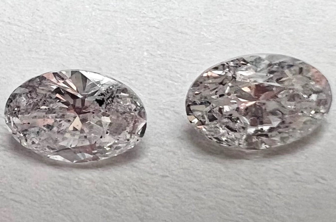.76CTW Pair of Natural Oval Cut Diamonds I1 H-J Natural and Earth mined