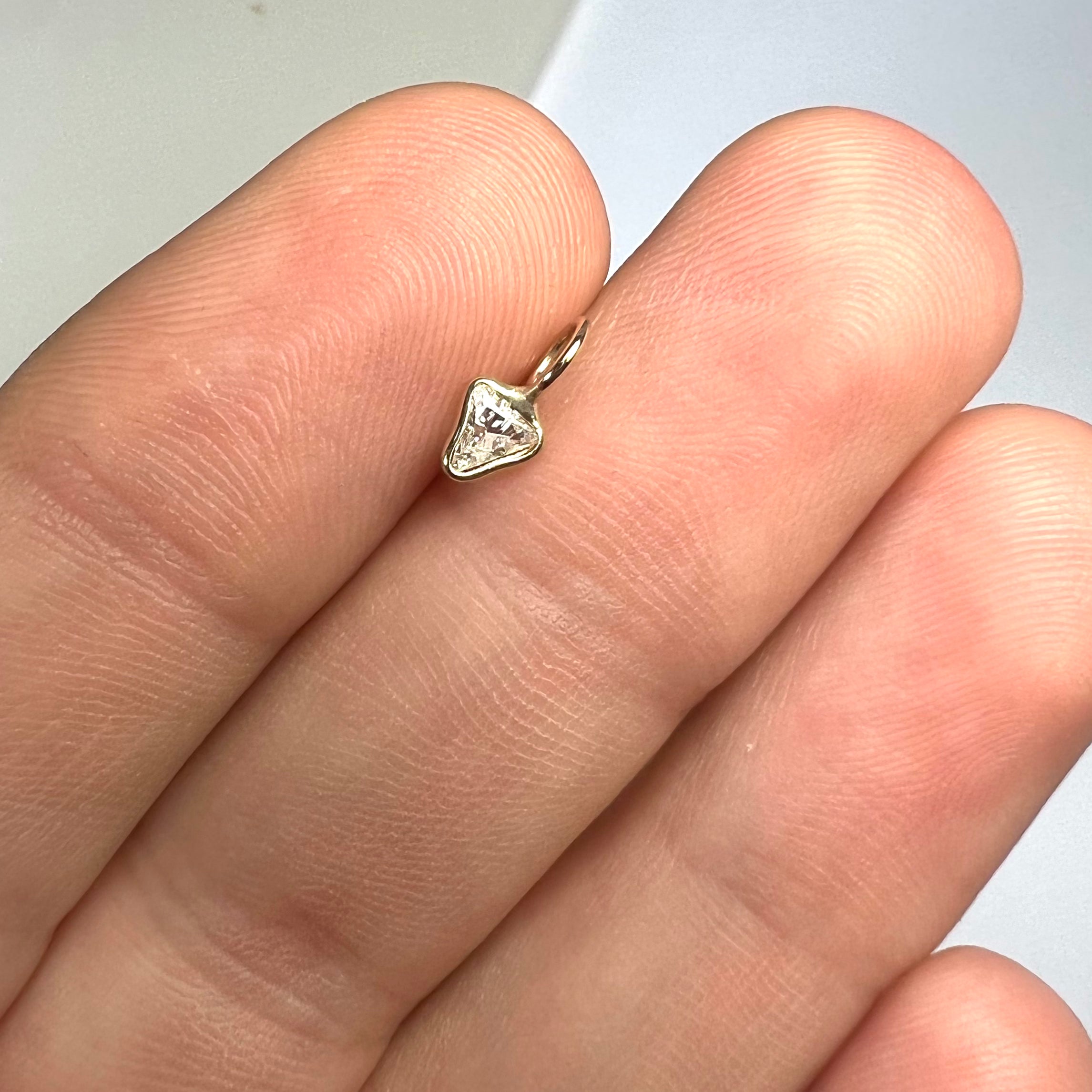 .15ct Trillion Cut Dimond Charm 14K Yellow Gold
