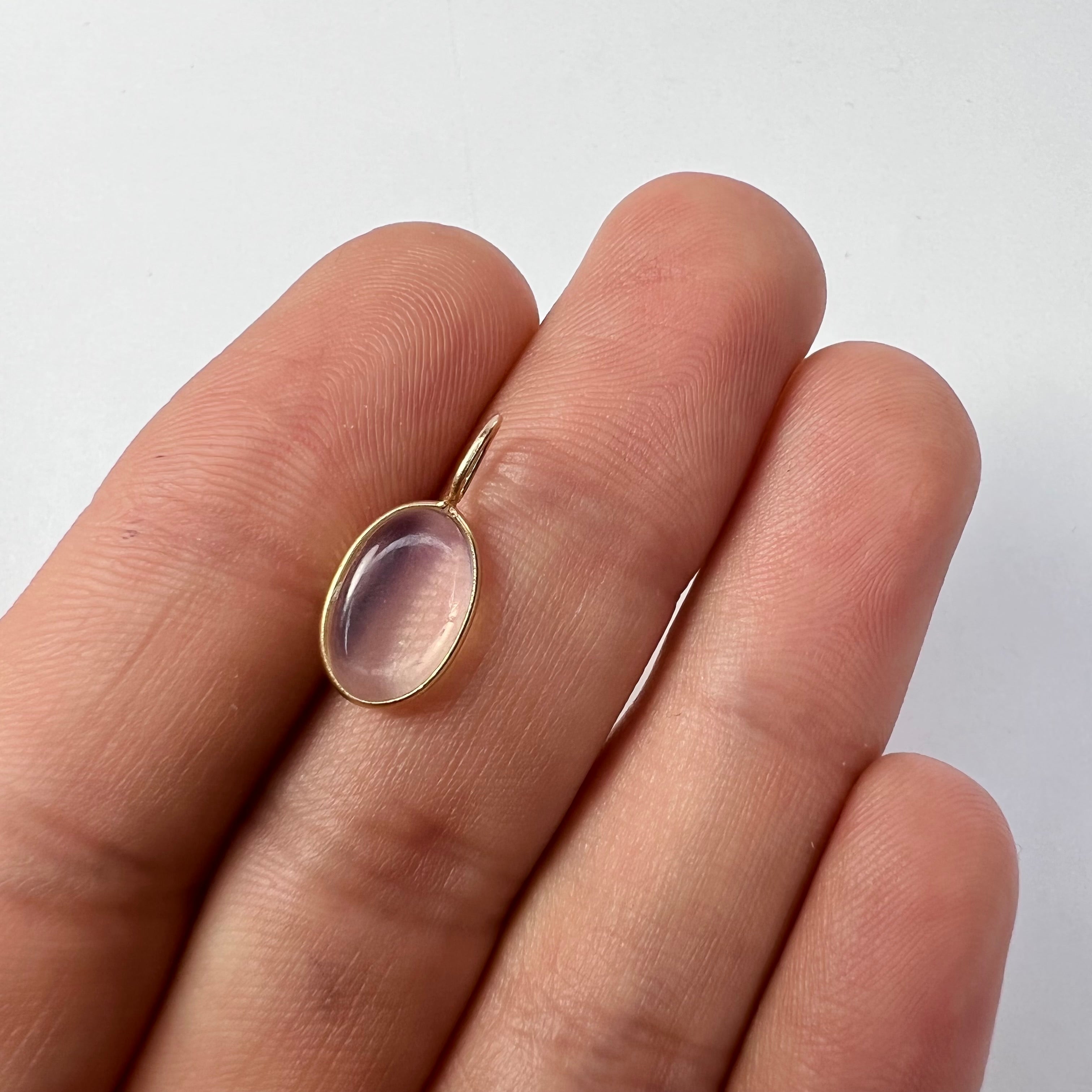 Cabochon Moonstone 14K Yellow Gold Pendant Charm 17.51x7.95x2.51mm