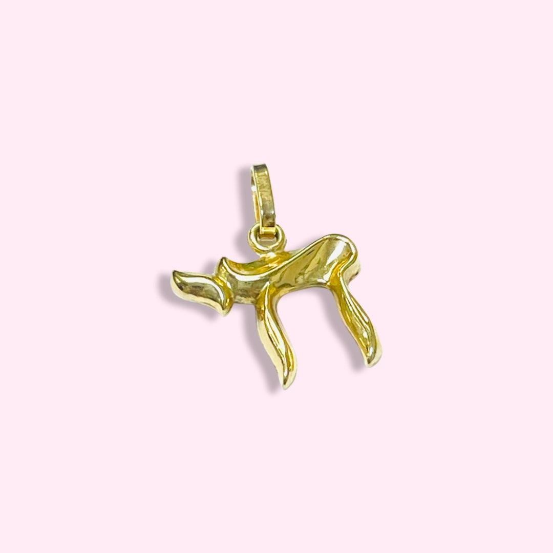 10K Yellow Gold Puffy Chai Pendant Charm
