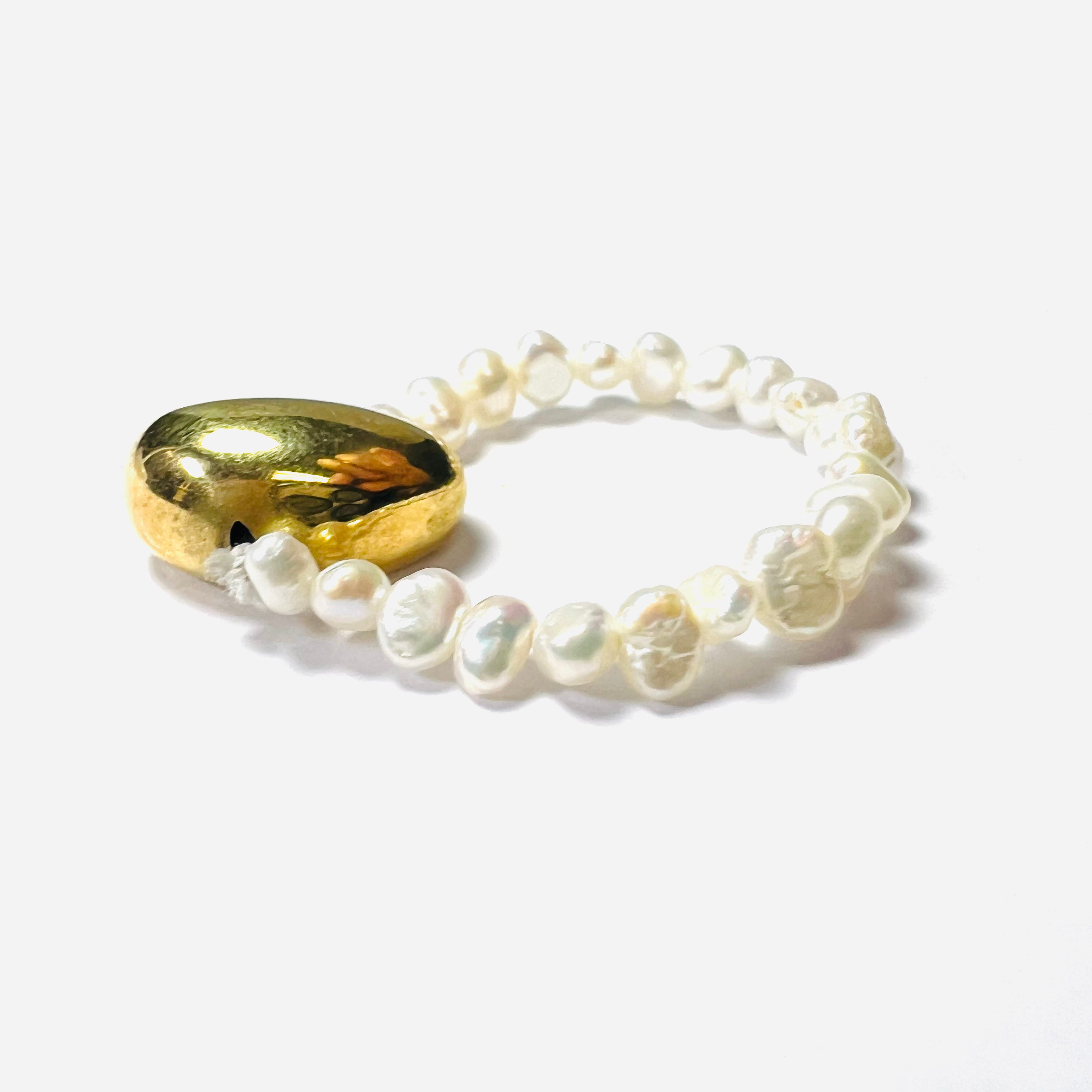 Natural Seed Pearl Eternity Gold Nugget Ring Size 10.5