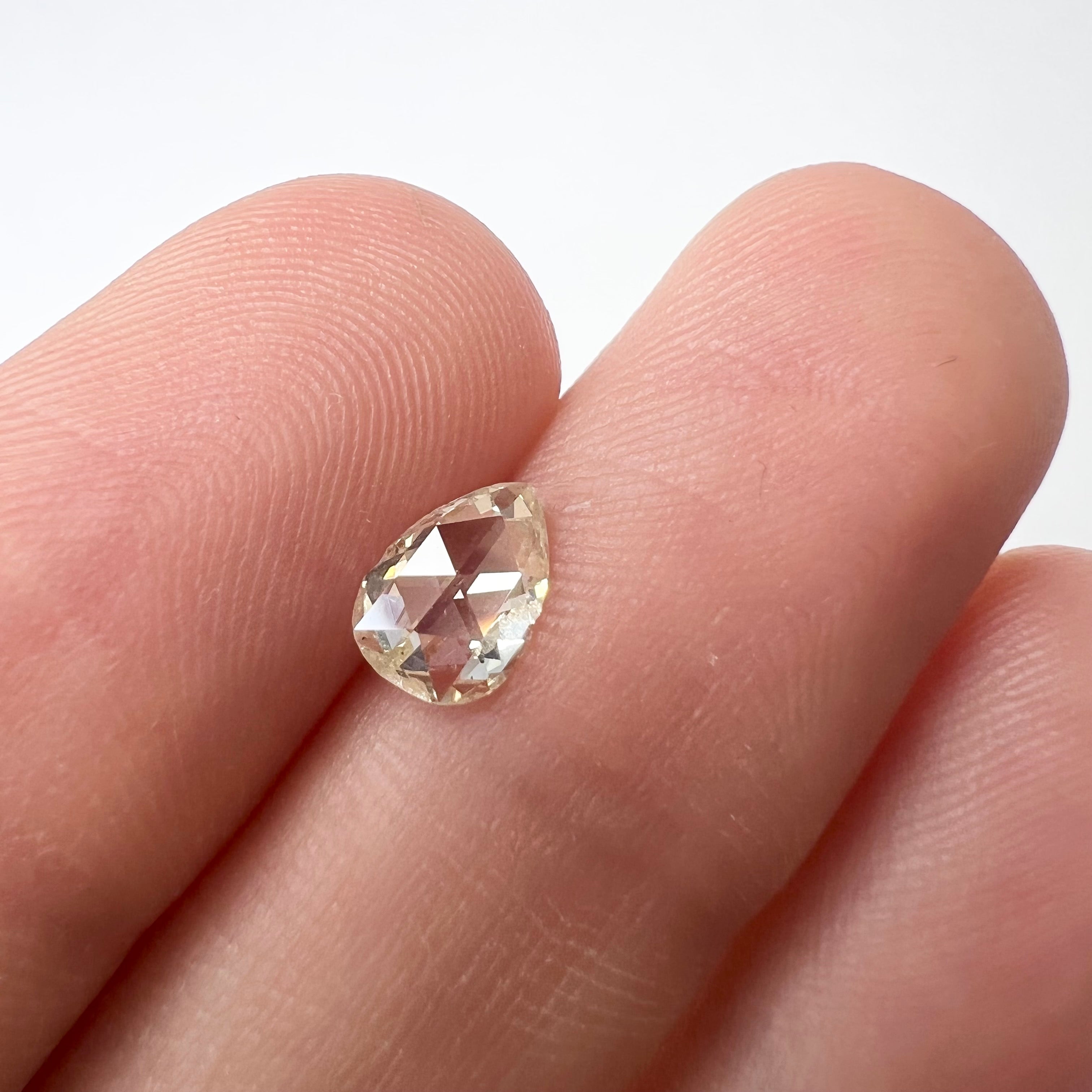 .51CT Rose Cut Pear Diamond Light Yellow VS2 5.77x4.87x2.14mm Natural Earth mined