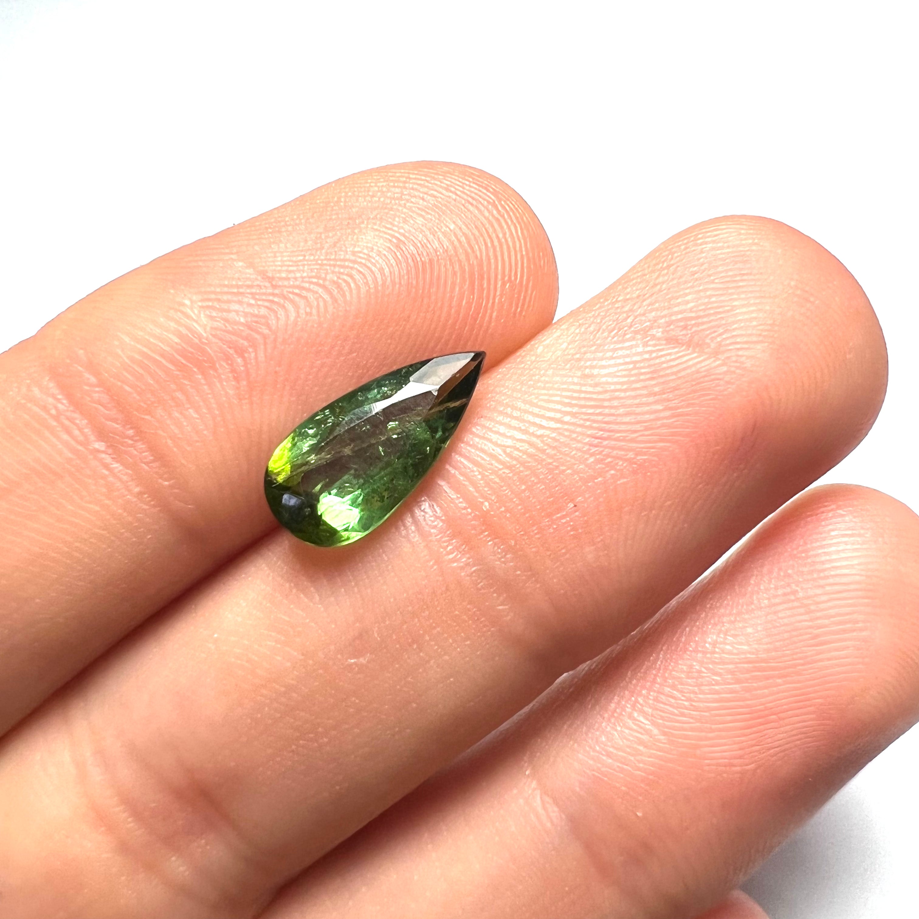 1.92CTW Natural Pear Cut Tourmaline 14x6x3.5mm Earth mined Gemstone