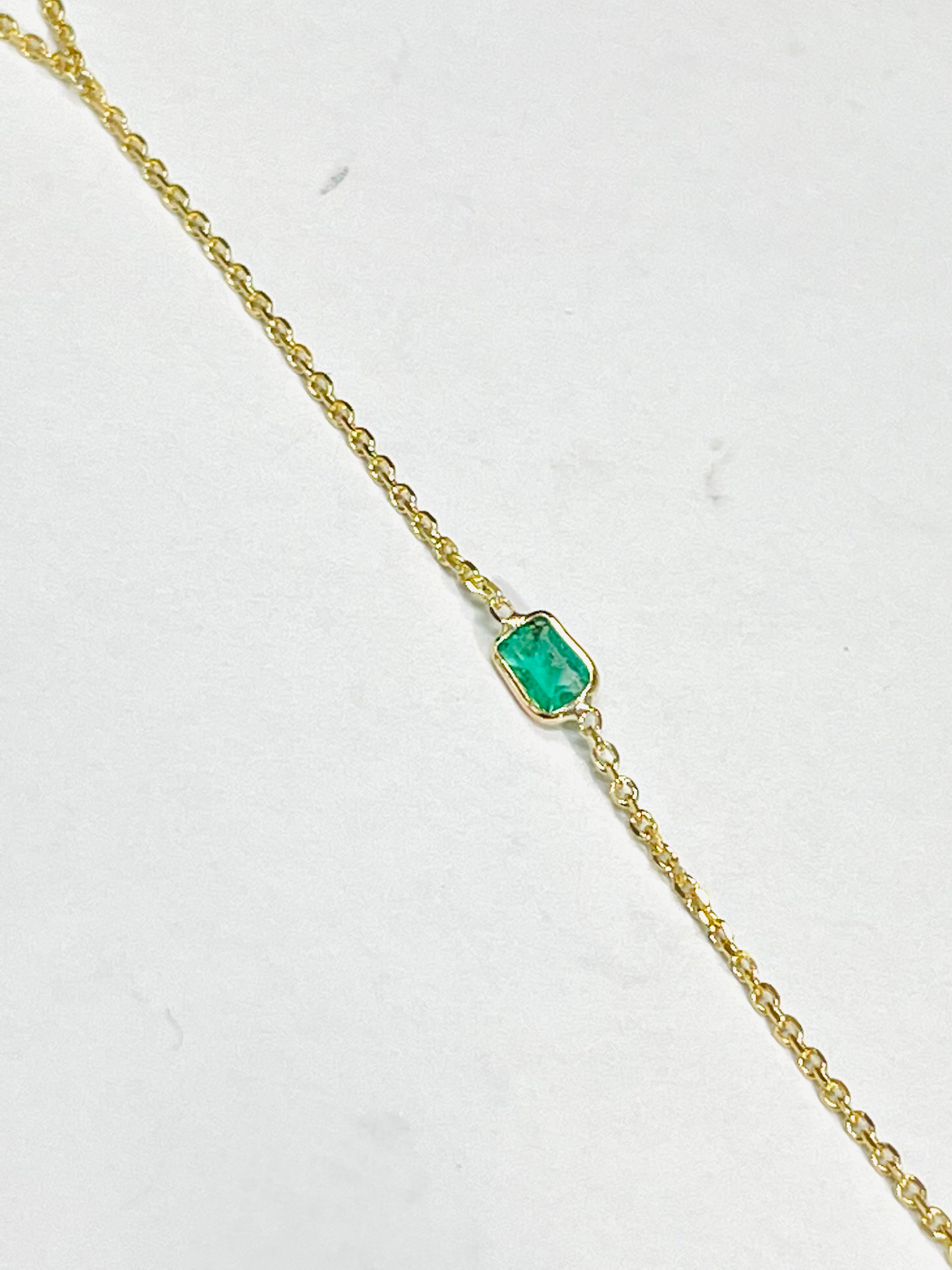 Colombian Emerald Handchain 14k Yellow Gold