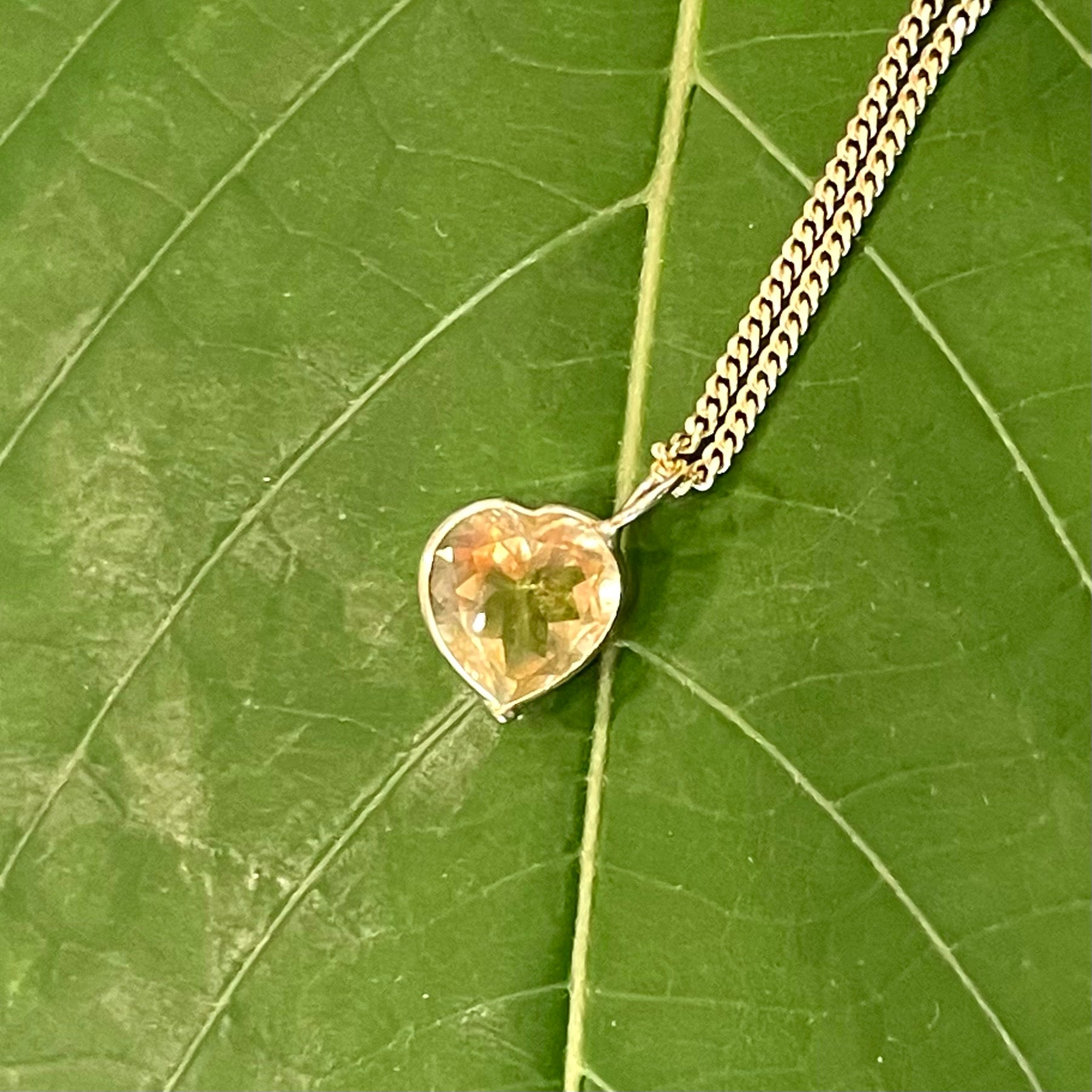Natural Heart Citrine 14K Yellow Gold Pendant Charm 13x8mm