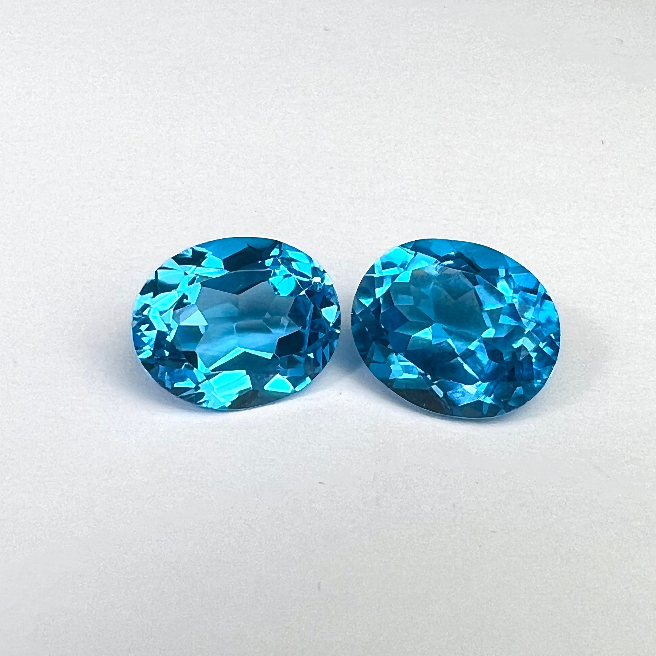 11.48CTW Pair of Loose Natural Oval Cut Topaz 12x10x6.4mm Earth mined Gemstone
