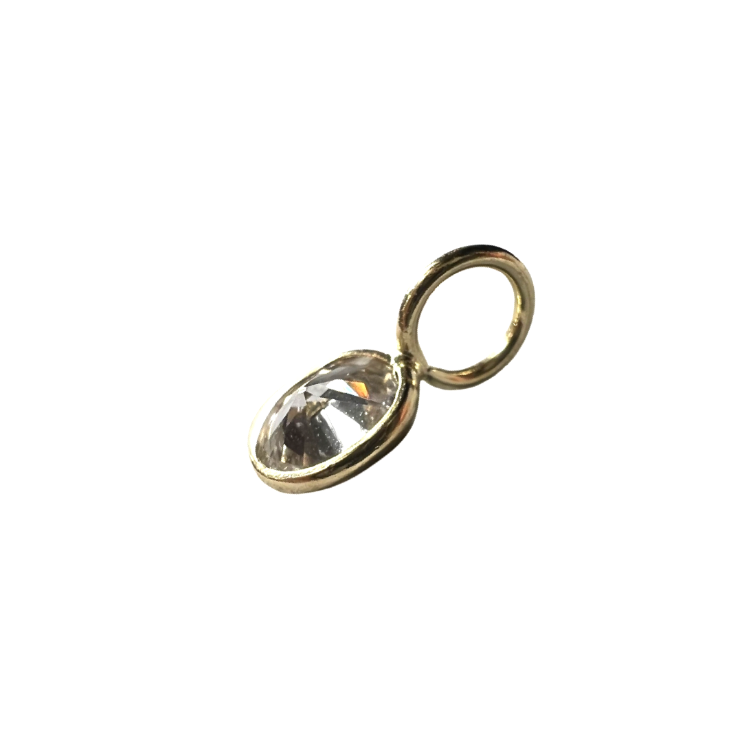 .30ct Oval Diamond Pendant Charm 14K Gold 9x4mm