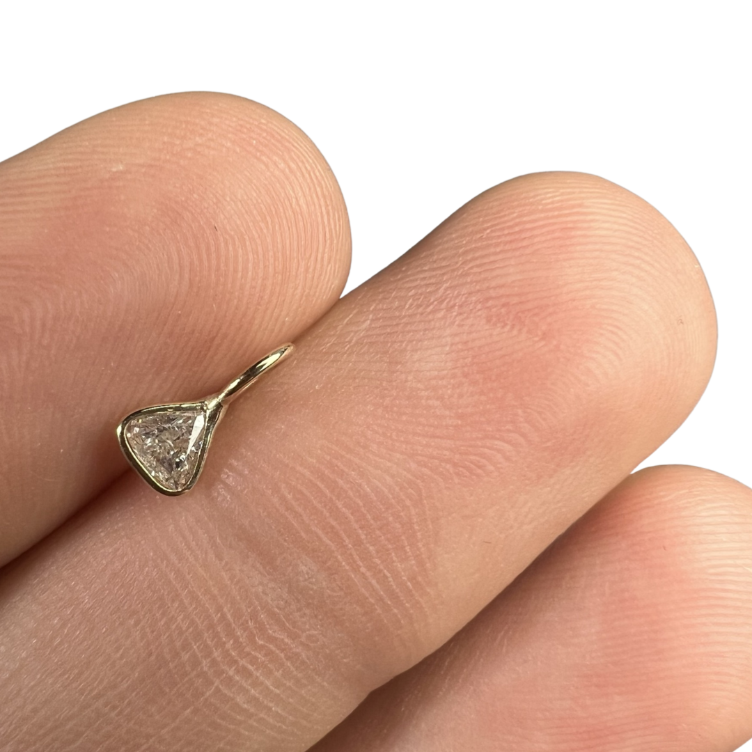 .16ct Trillion Cut Dimond Charm 14K Yellow Gold