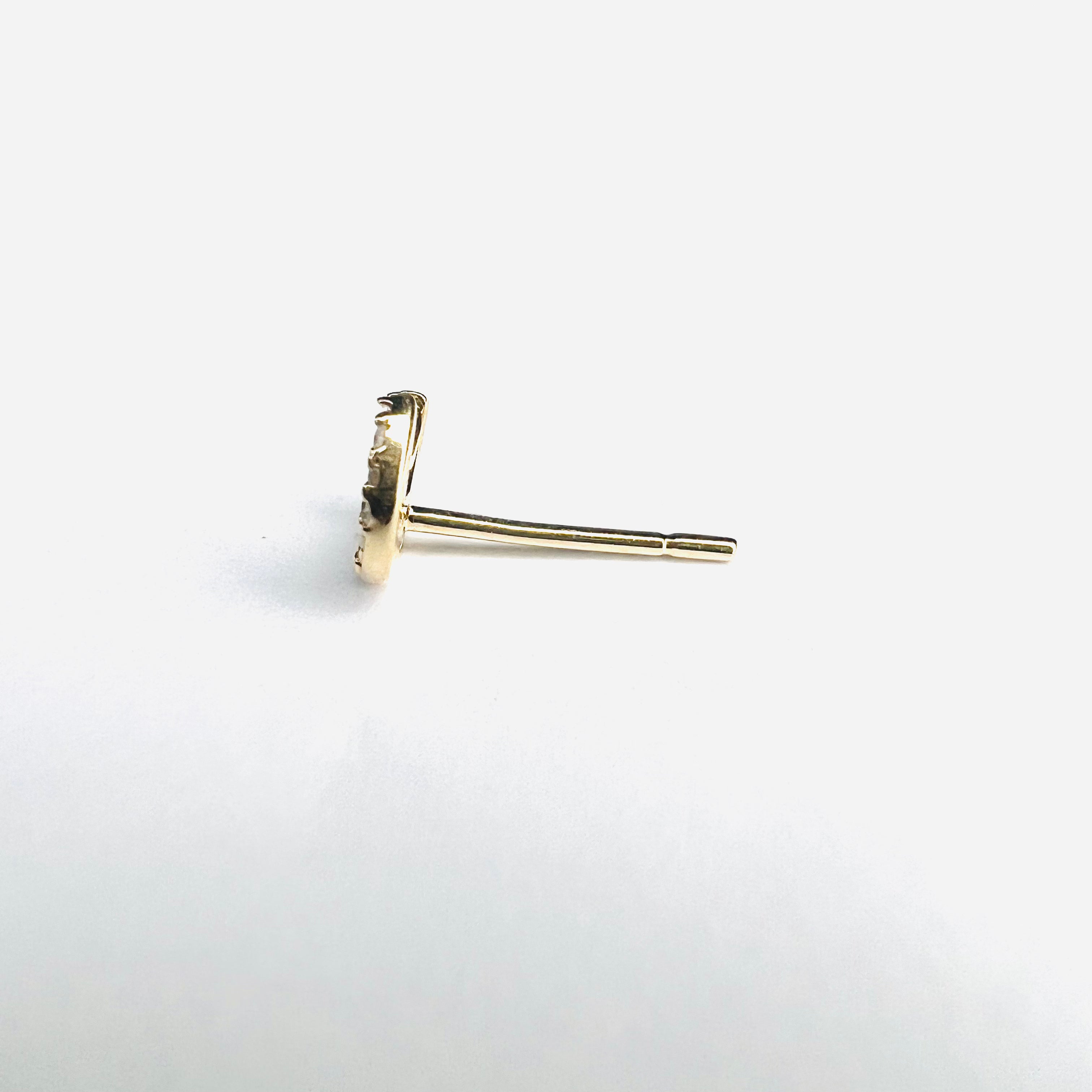 14k White Gold Pave Diamond Moon Single Earring Stud 6x5mm
