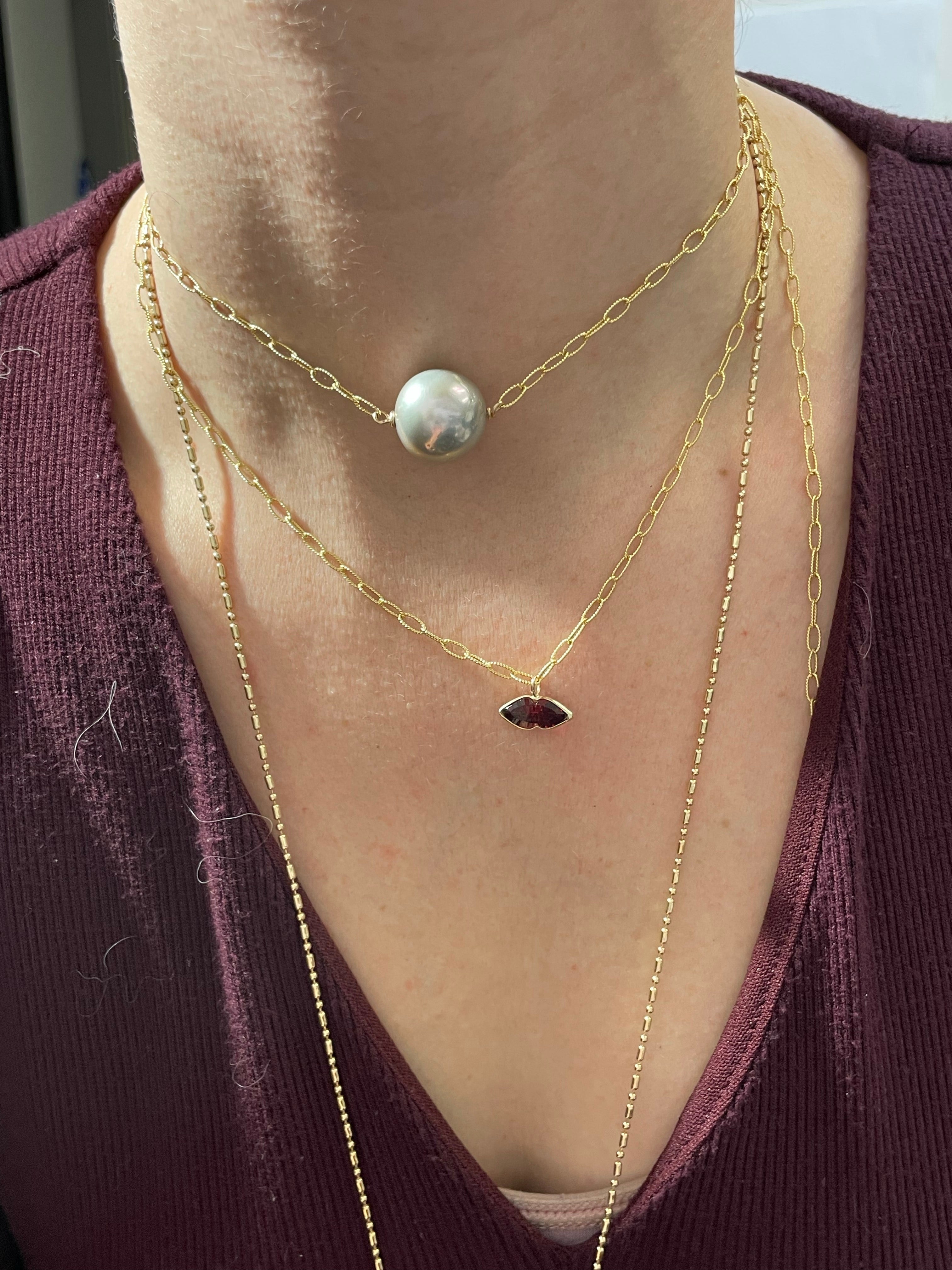 Succulent Natural Vivid Red Garnet and 14K Yellow Gold Pendant Charm