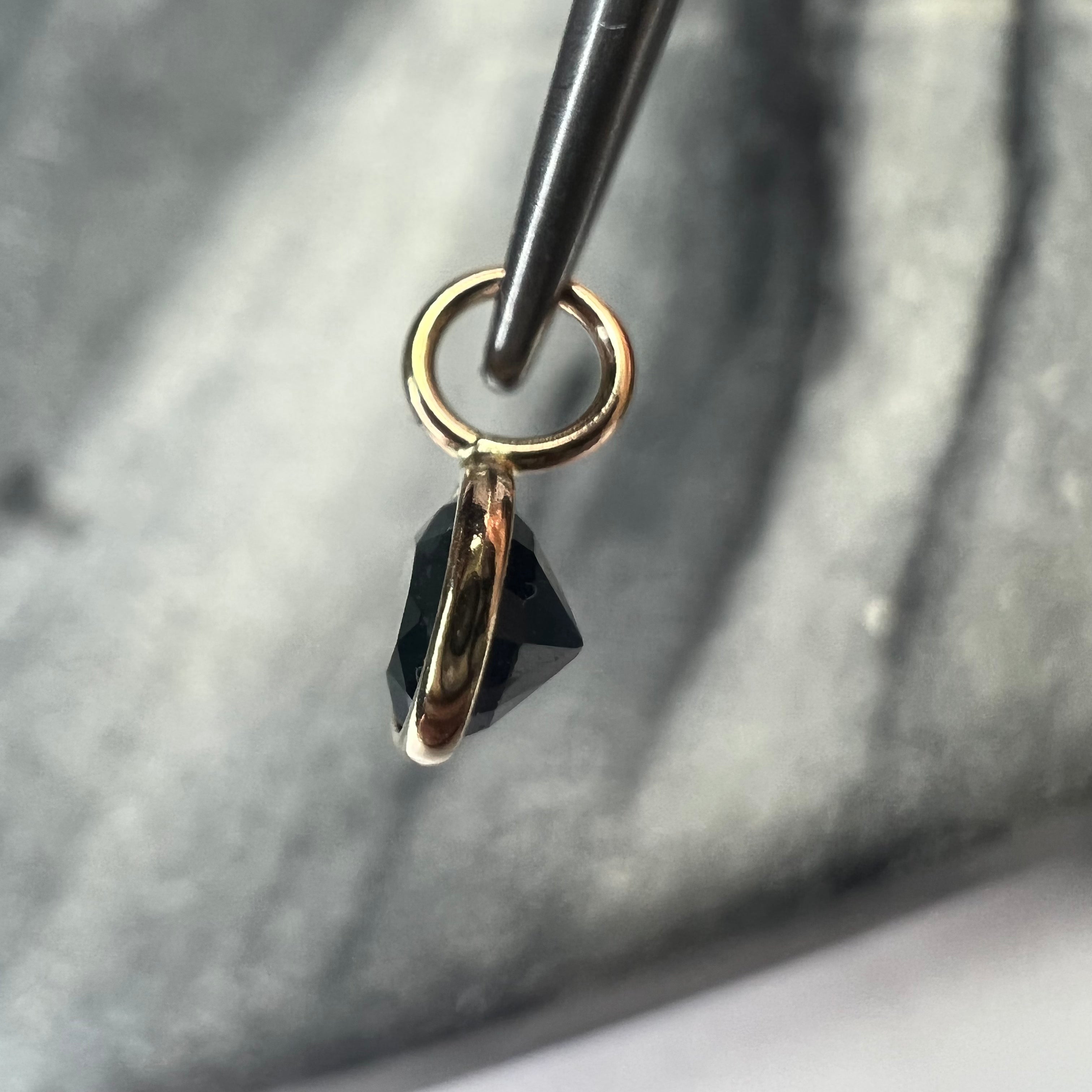.45CT Natural Sapphire 14K Yellow Gold Pendant Charm 9x5mm