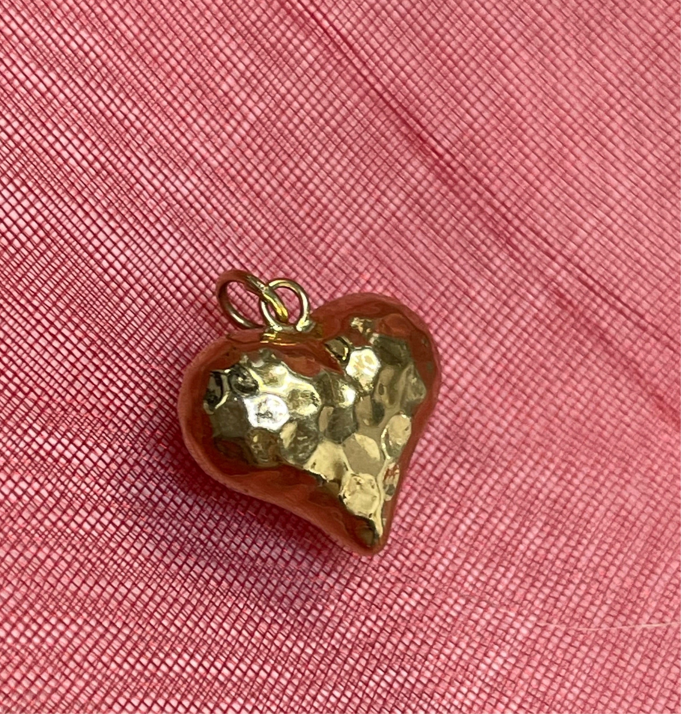 14K Yellow Gold Puffy Heart Pendant Charm