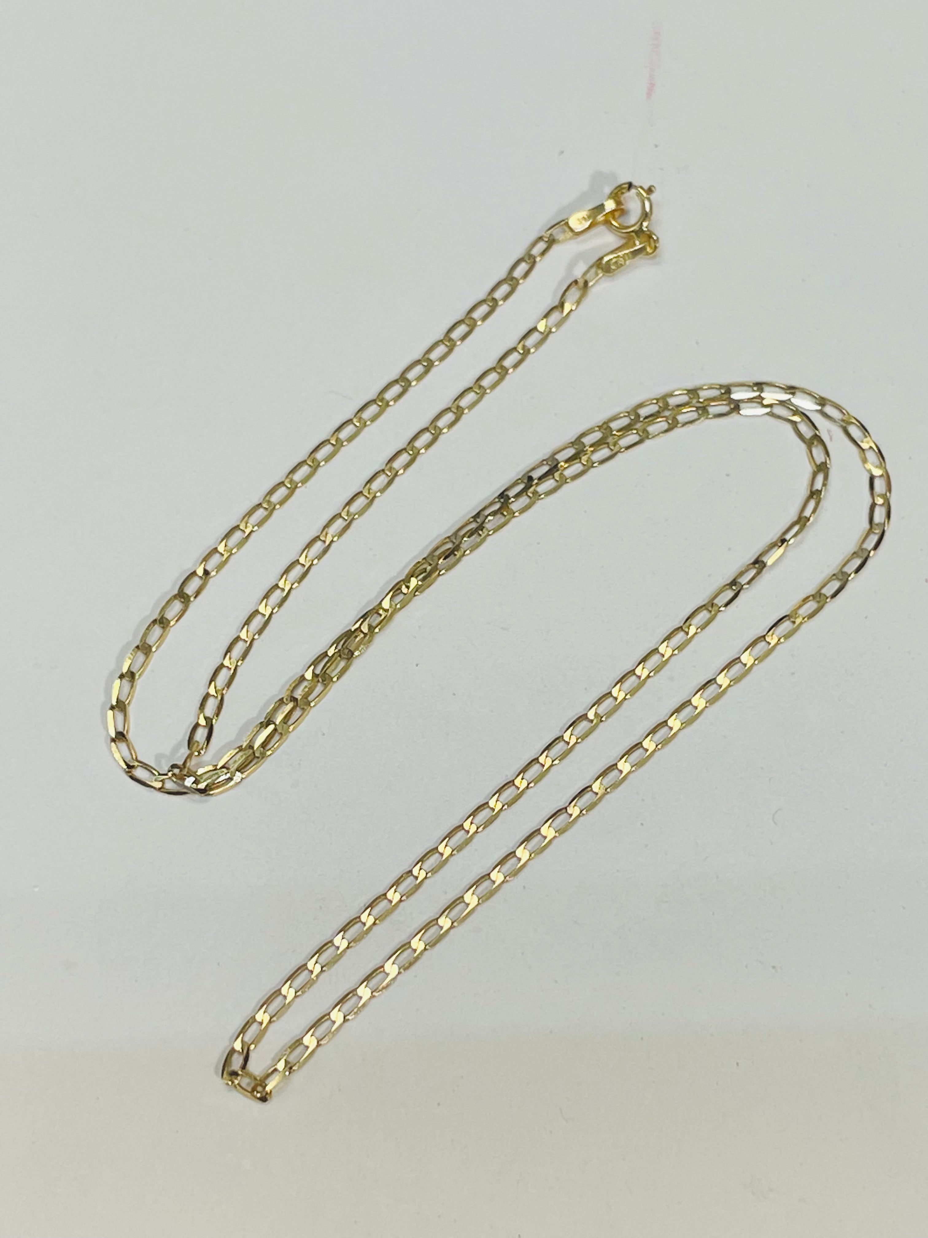 18” 2mm Solid 14K Yellow Gold Curb Link Necklace Chain