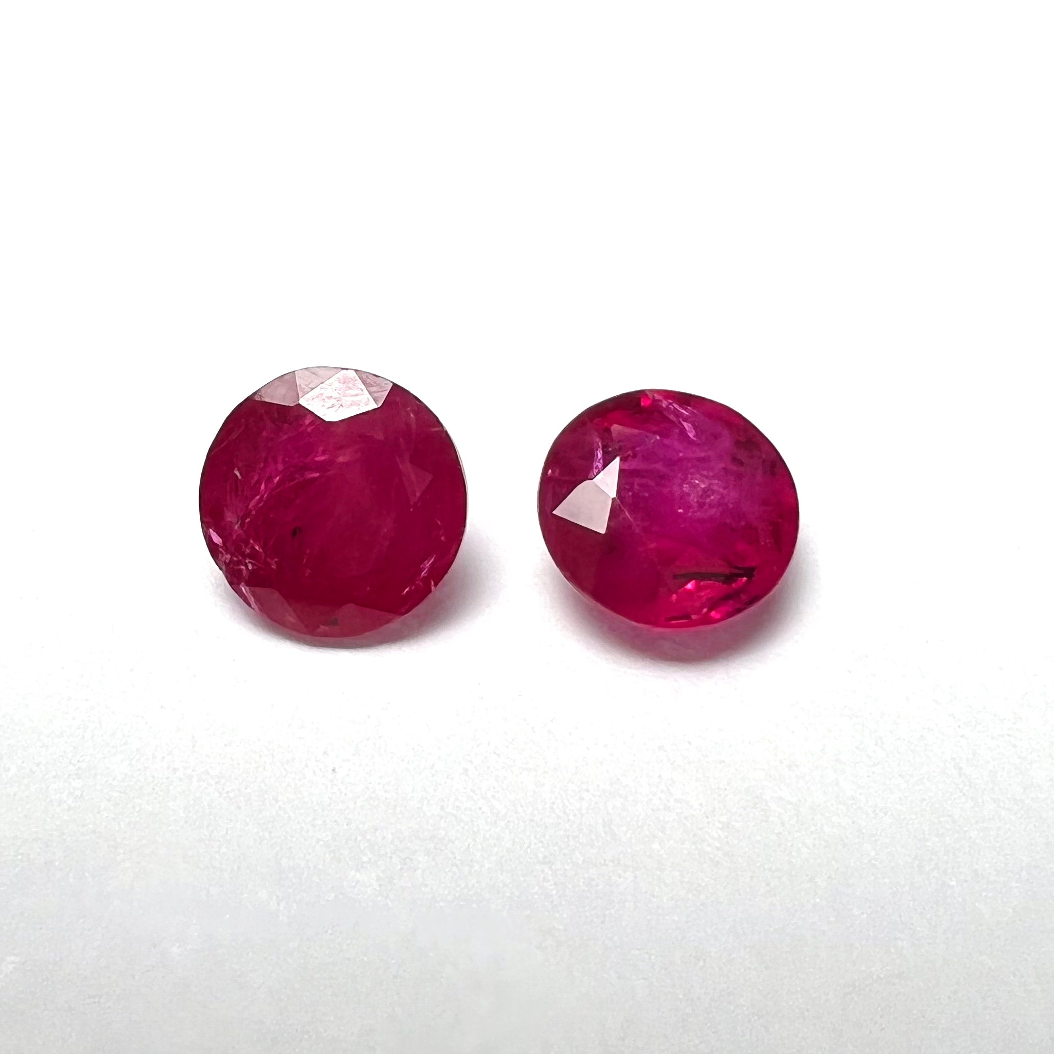 1.95CTW Pair of Natural Round Loose Ruby Earth mined Gemstone