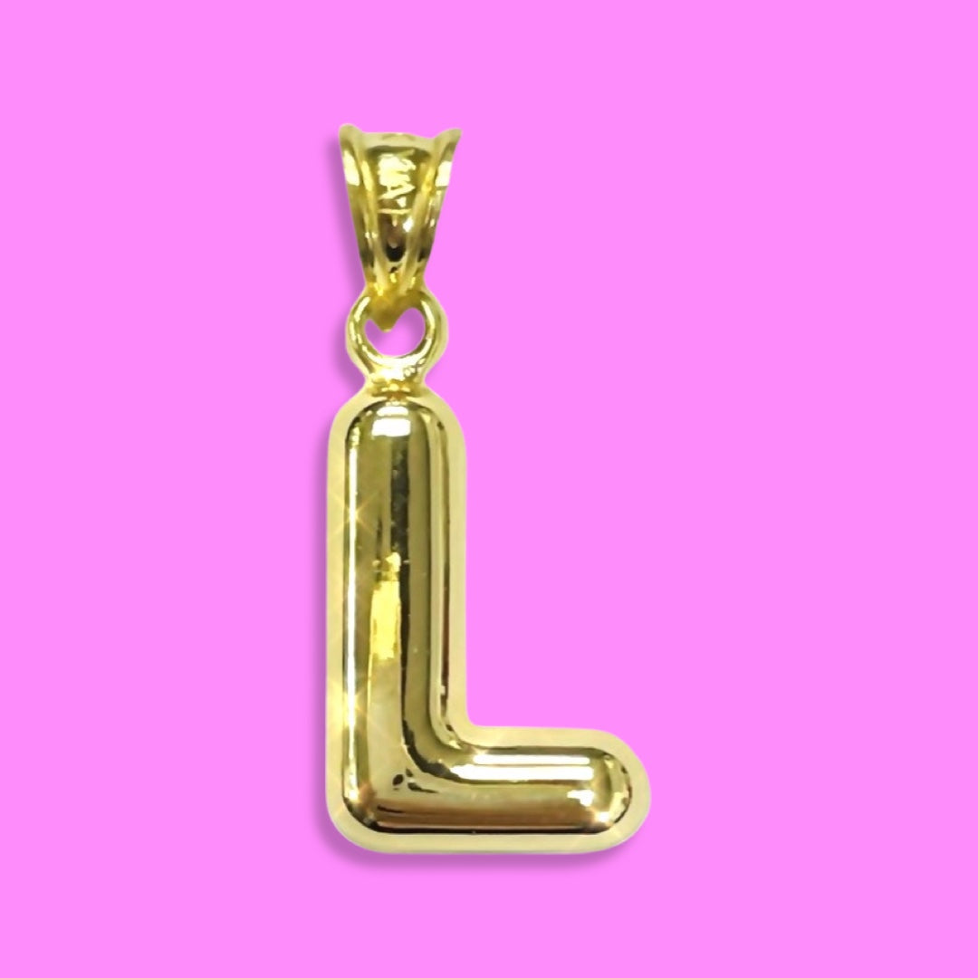 Puffy Balloon Letter 10K Yellow Gold Pendants