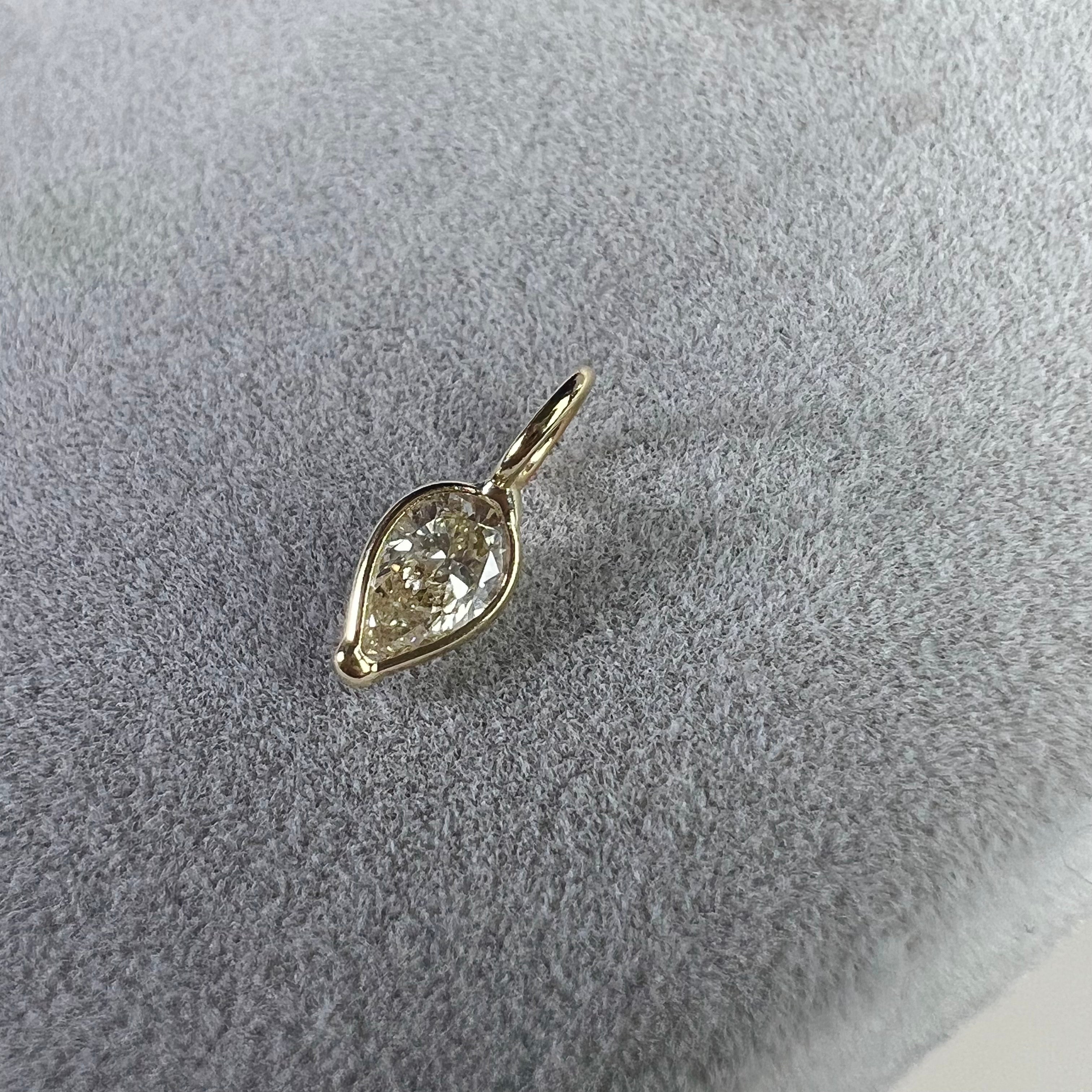 .25ct Pear Diamond Pendant Charm 14K Gold 10x4mm