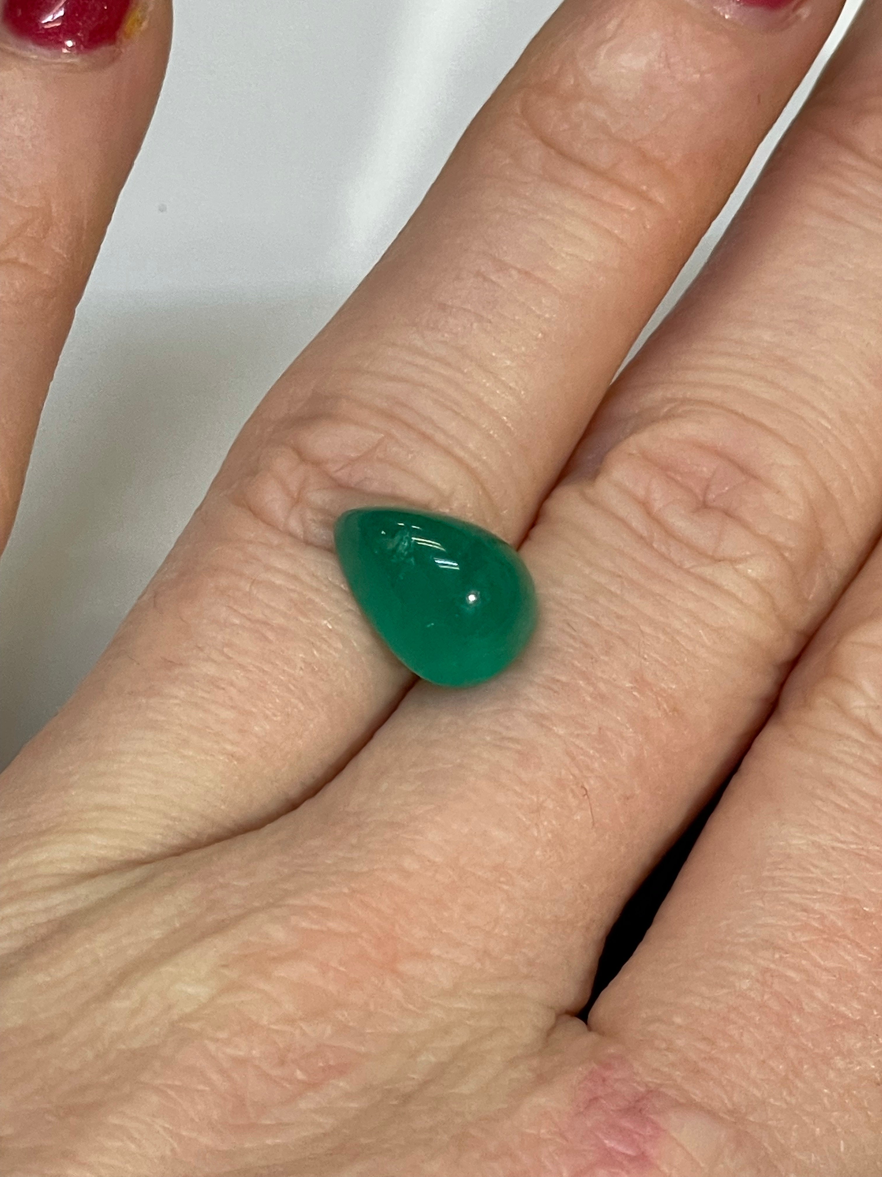 3.72CT Natural Emerald Loose Pear Cabochon 12x9mm