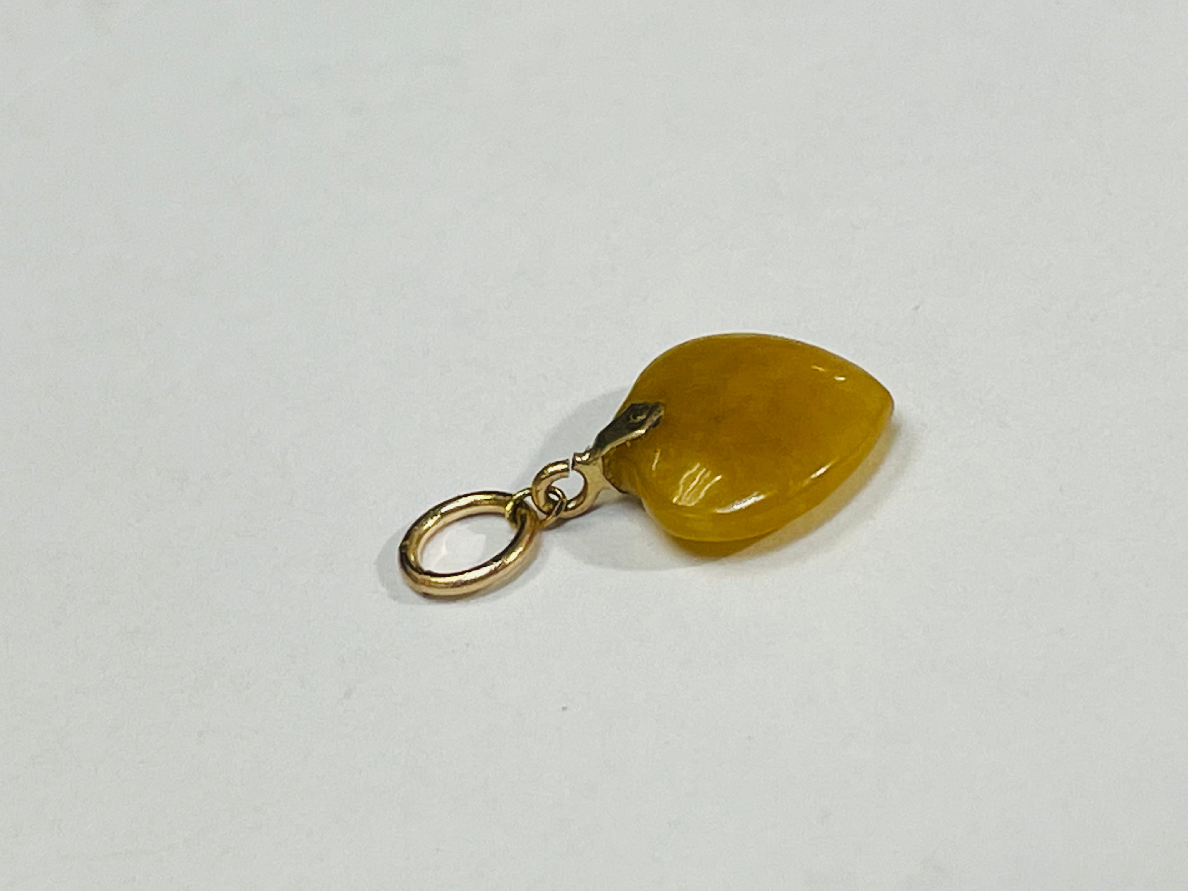 Yellow Jade Heart 14K Charm