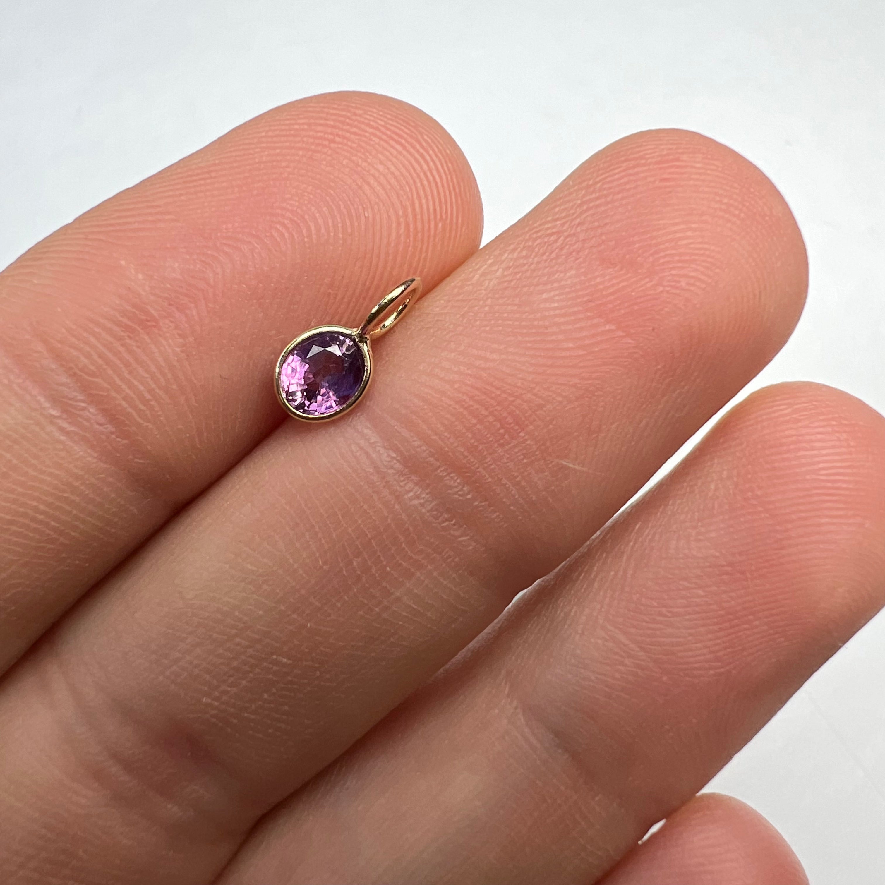 .56CT Natural Round Ruby 14K Yellow Gold Pendant Charm 9x4mm