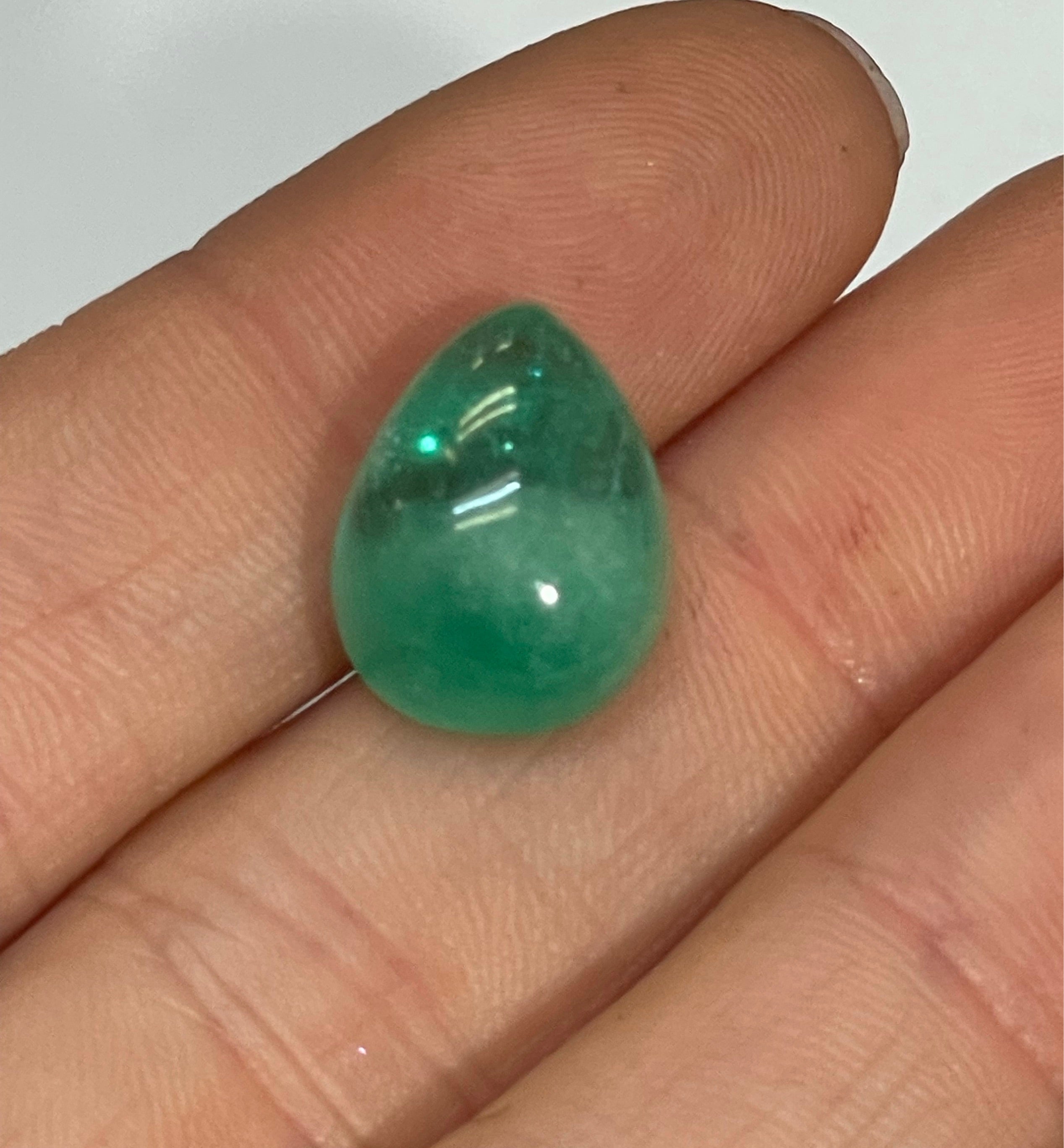 8.04CT Natural Emerald Loose Pear Cabochon 14x11