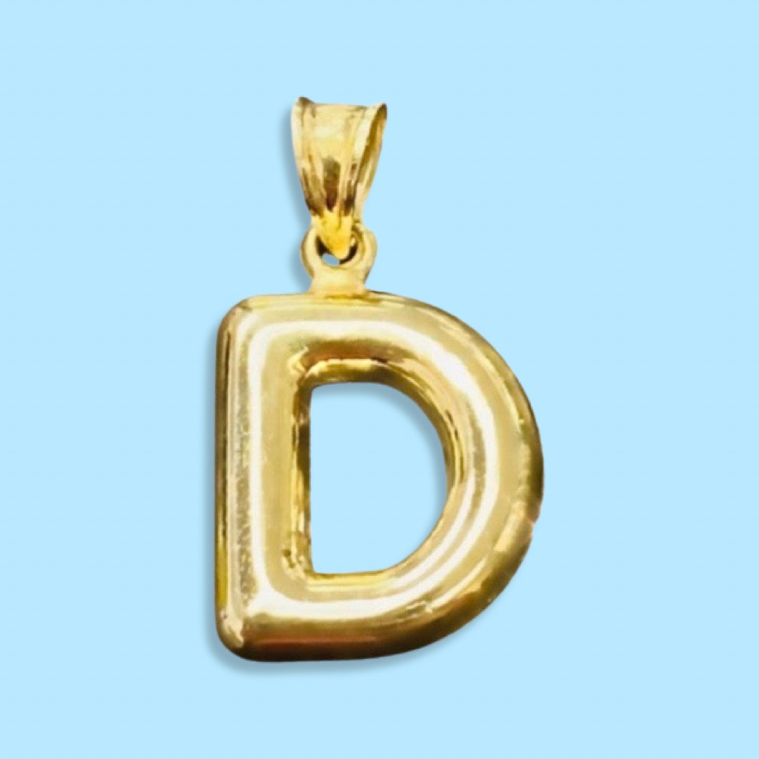 Puffy Balloon Letter 10K Yellow Gold Pendants