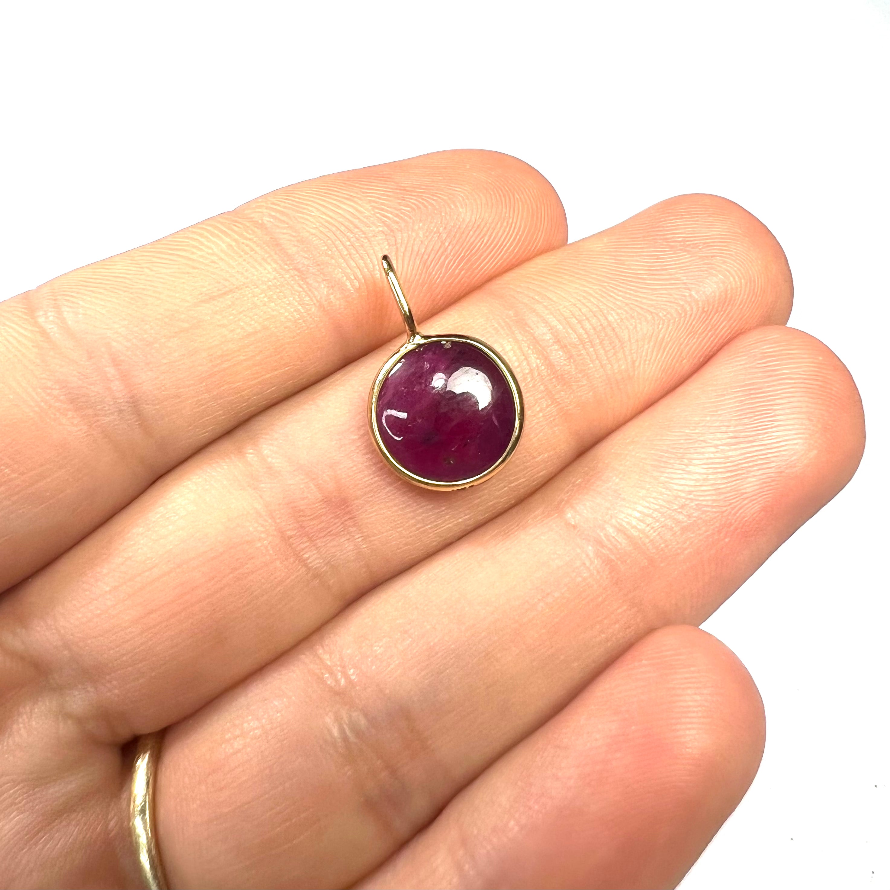 5CT Cabochon Pink Tourmaline in 18K Yellow Gold Charm Pendant 18x11mm