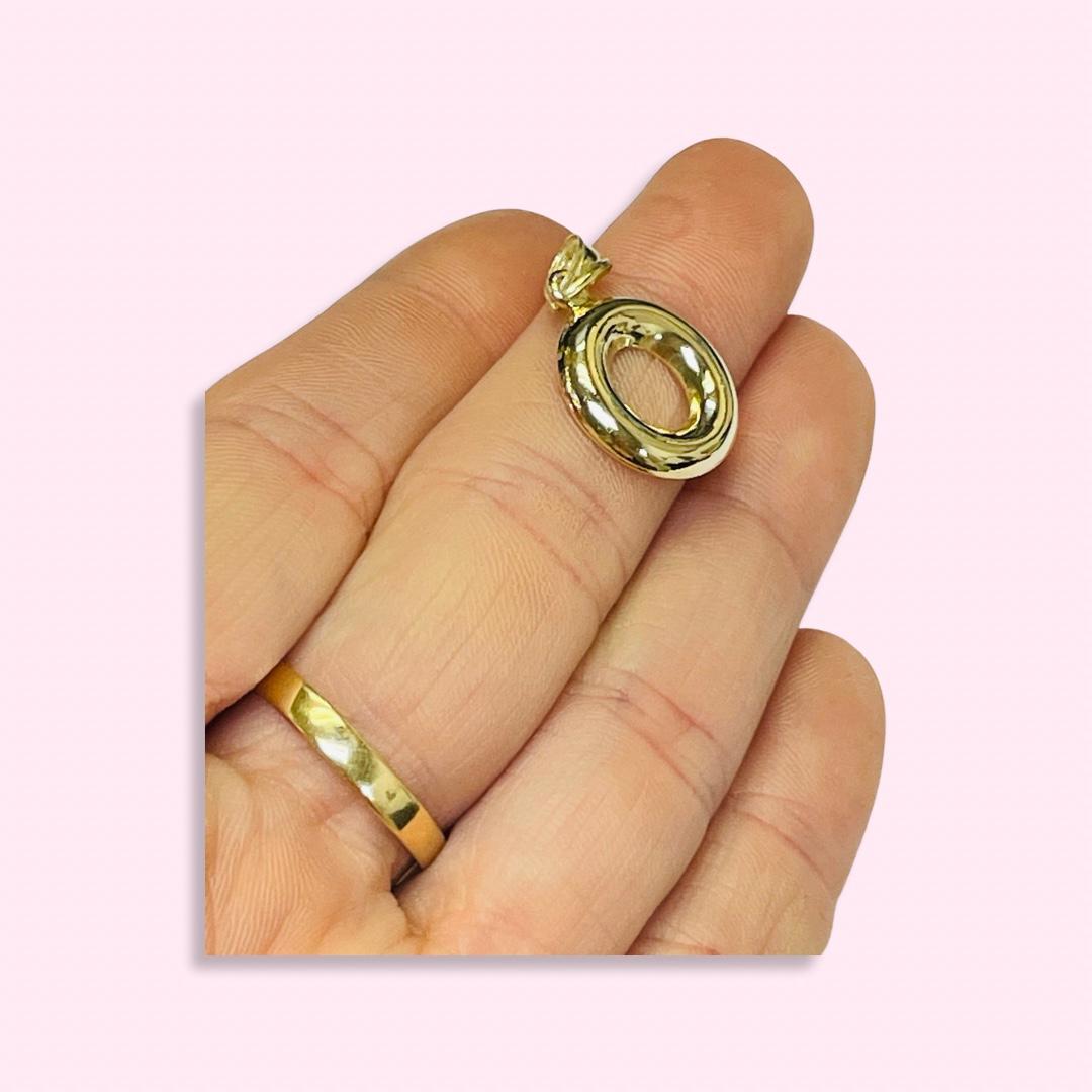 Initial O Puffy Balloon Letter 10K Yellow Gold Pendant