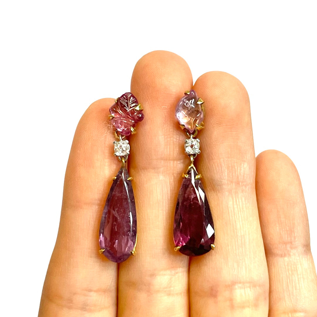 Spinel Tourmaline Long Earrings