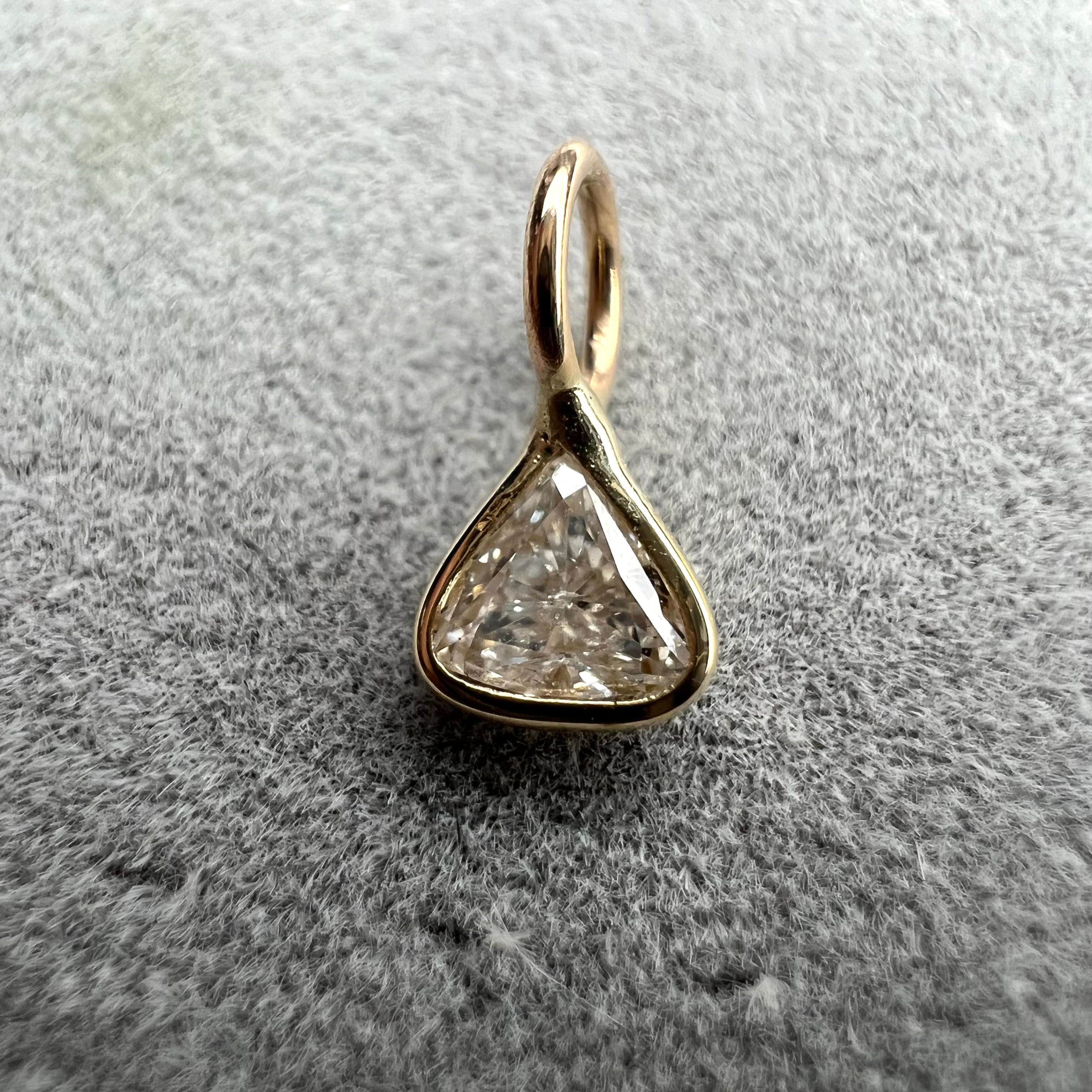 .16ct Trillion Cut Dimond Charm 14K Yellow Gold