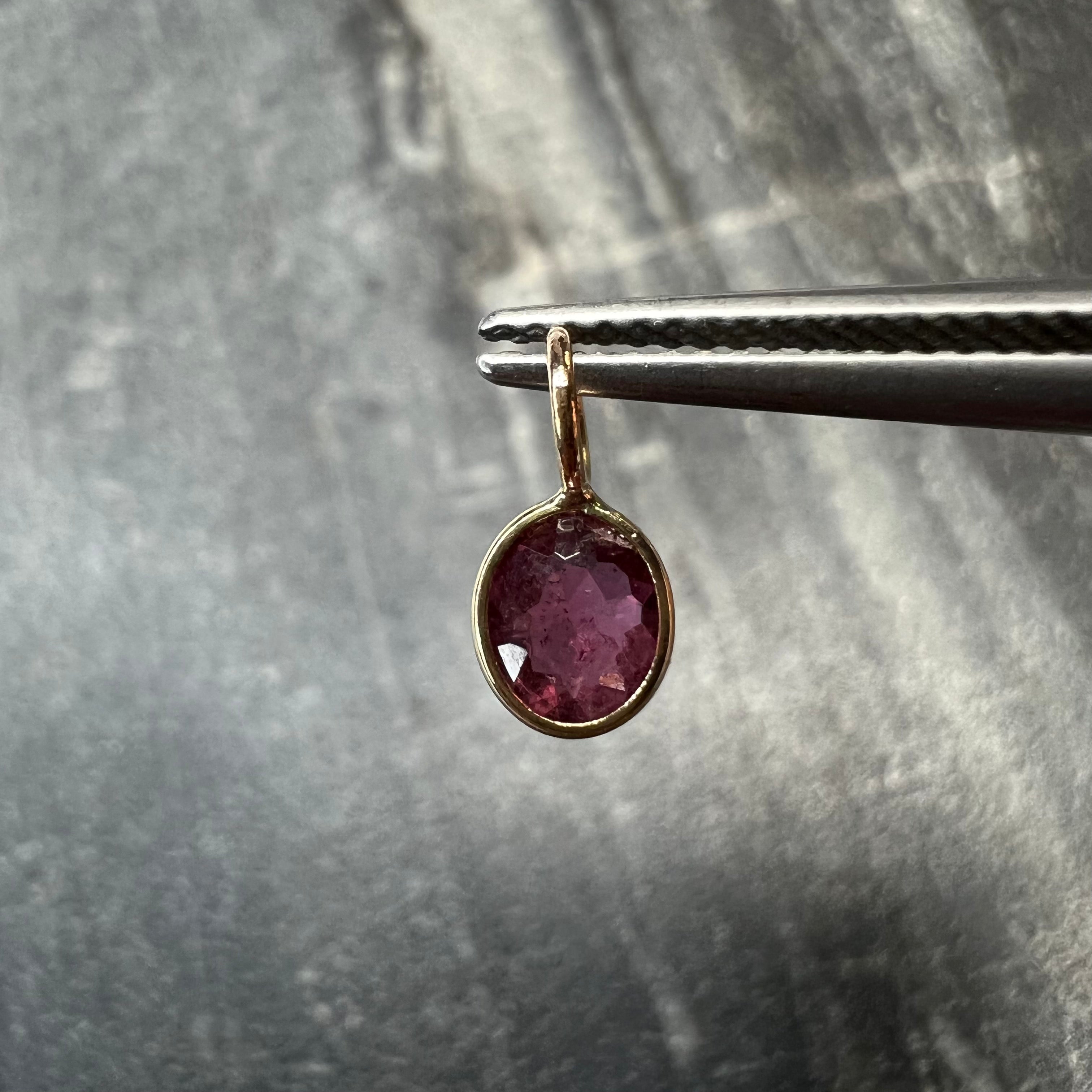 .40CT Natural Oval Ruby 14K Yellow Gold Pendant Charm 10x5mm