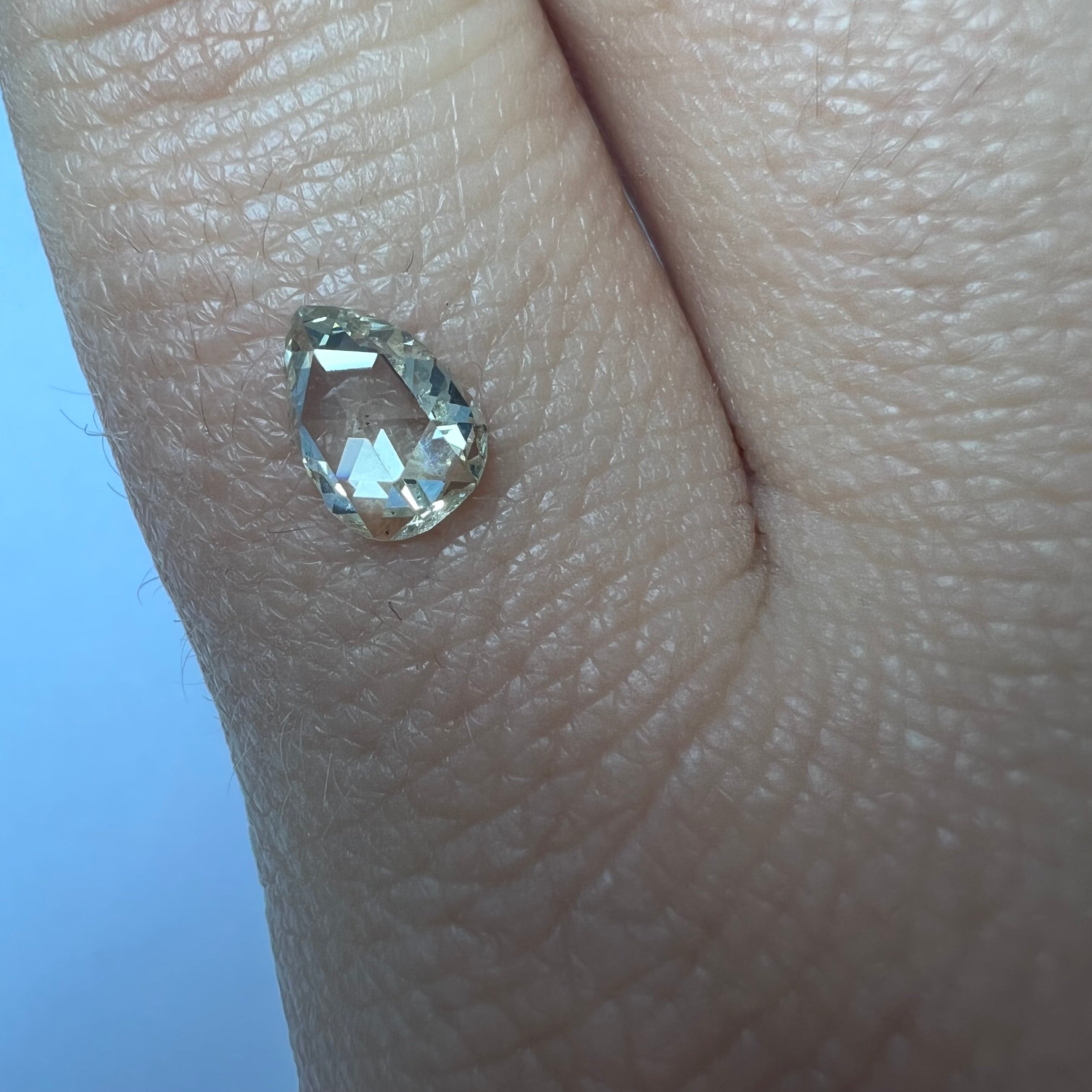 .51CT Rose Cut Pear Diamond Light Yellow VS2 5.77x4.87x2.14mm Natural Earth mined