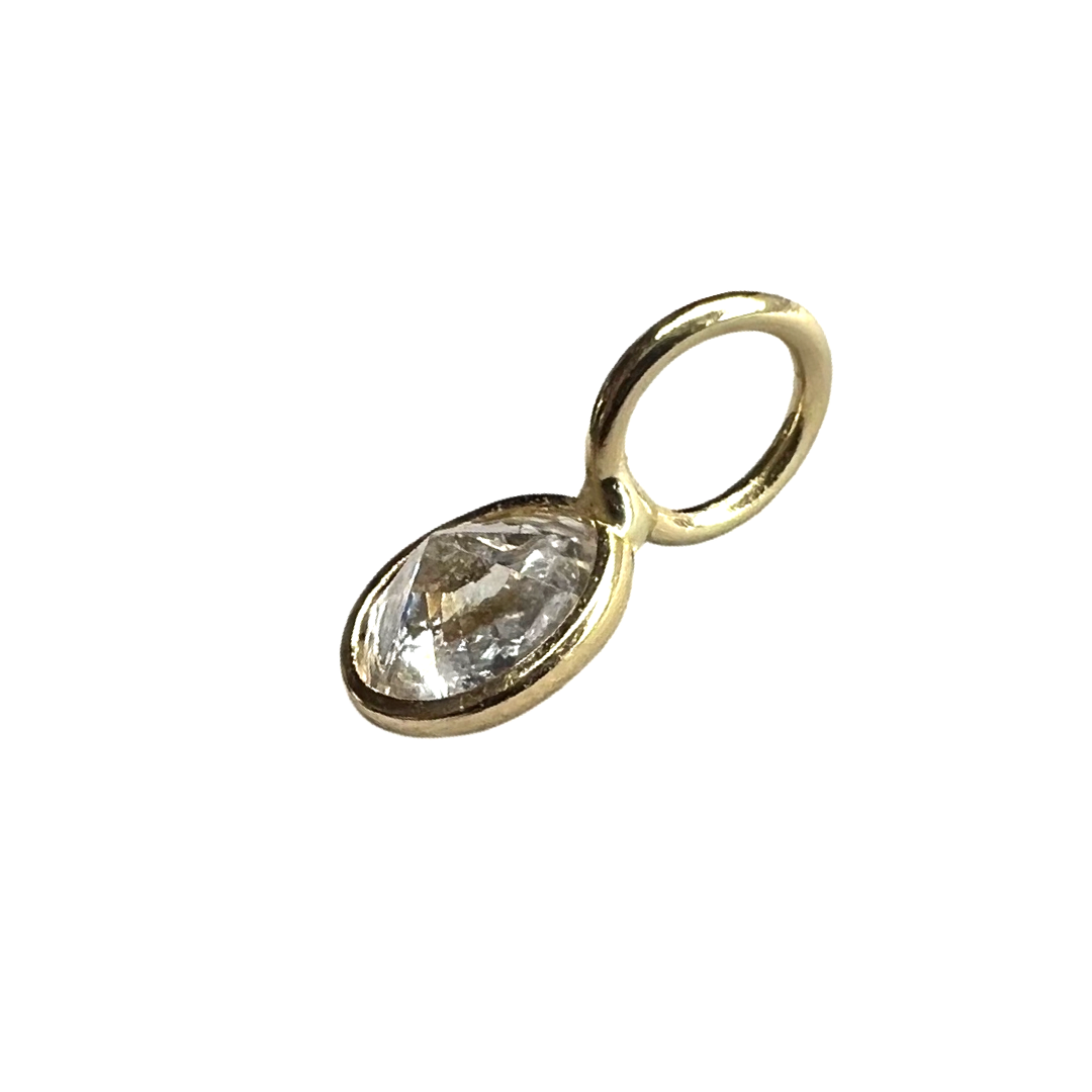 .32ct Oval Diamond Pendant Charm 14K Yellow Gold 9x3.5mm