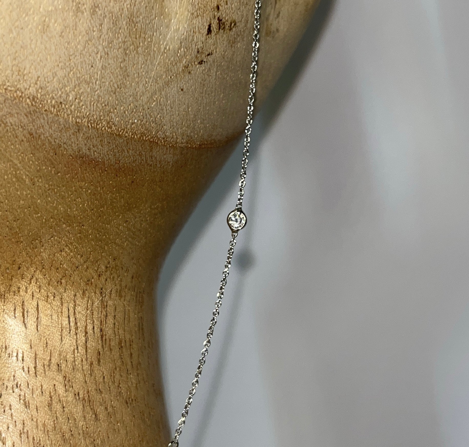 Round Diamond Hand Chain in Solid 14K White Gold