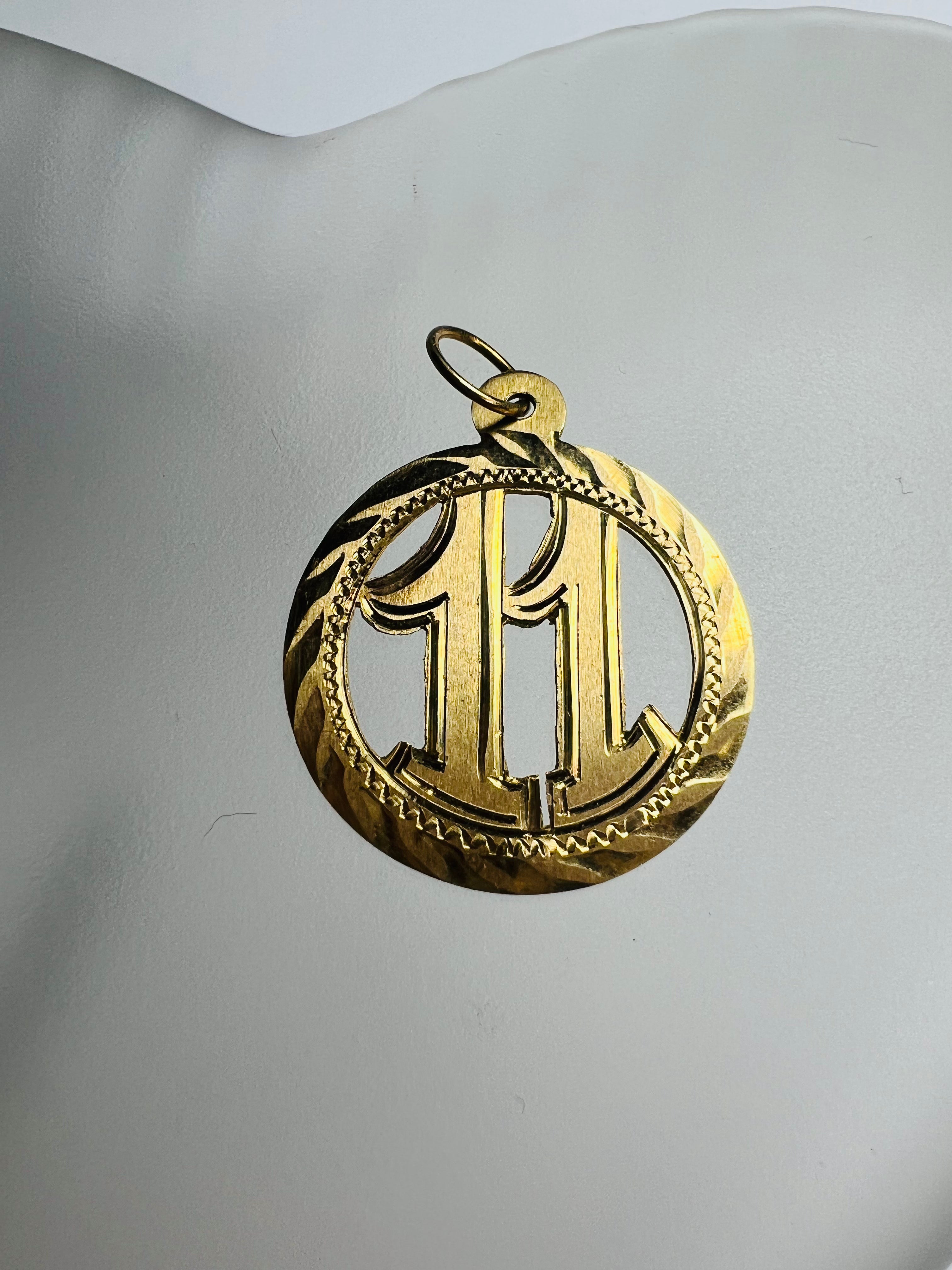 Circle Number 11 Pendant 14K Yellow Gold