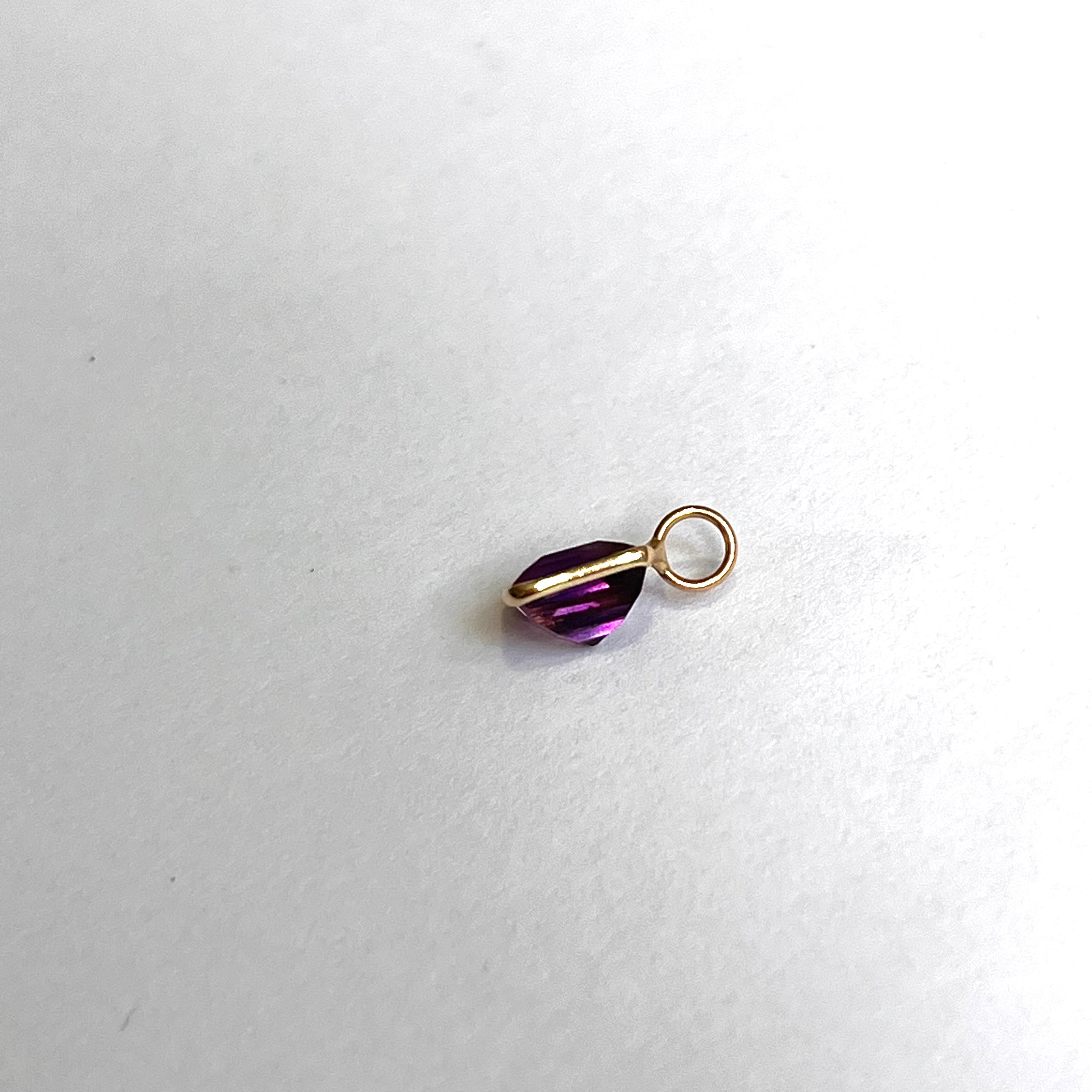 1.86ct Natural Amethyst 14K Yellow Gold Pendant Charm 12x8mm