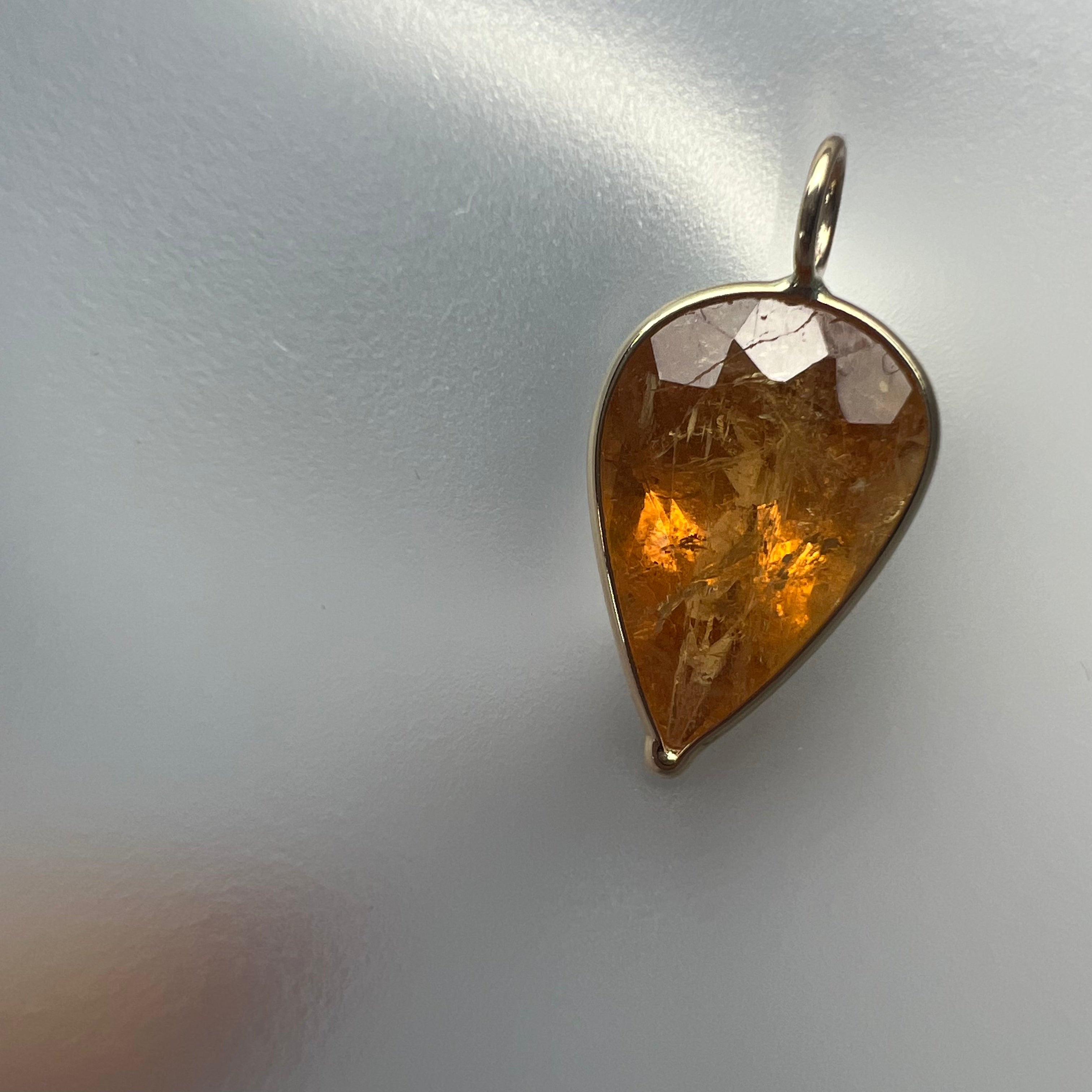 6.2CT Natural Pear Topaz 14K Yellow Gold Charm Pendant 10x7mm