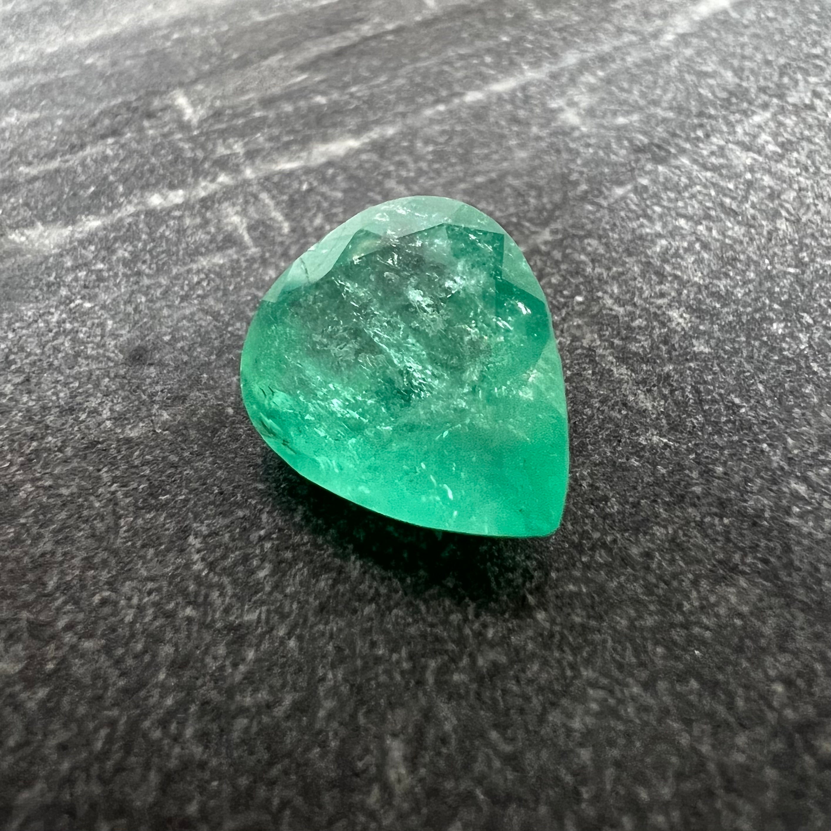 6.14CT Natural Colombian Emerald Loose Pear Cut 14x11