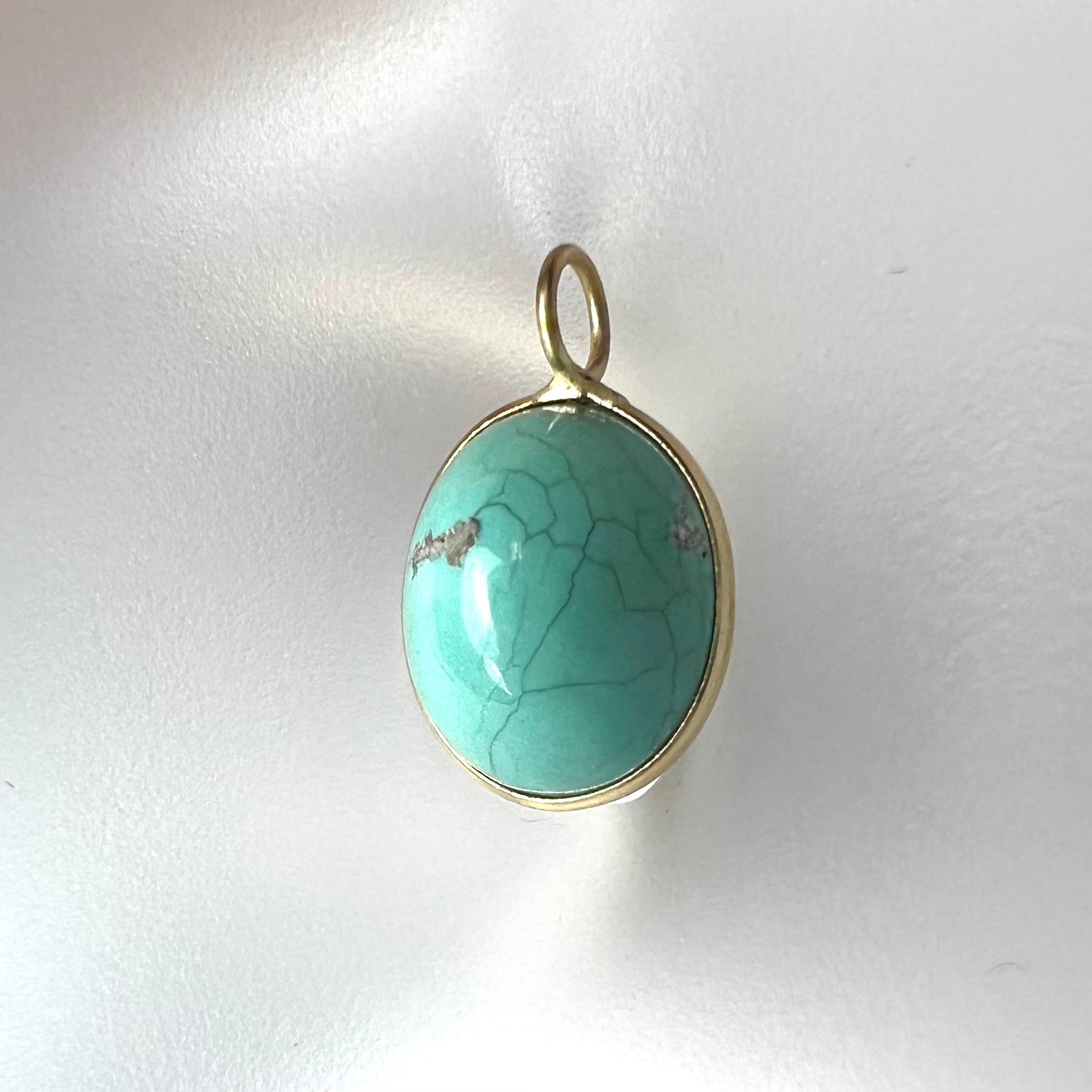 14k Turquoise Yellow Gold Pendant Charm 17x11mm
