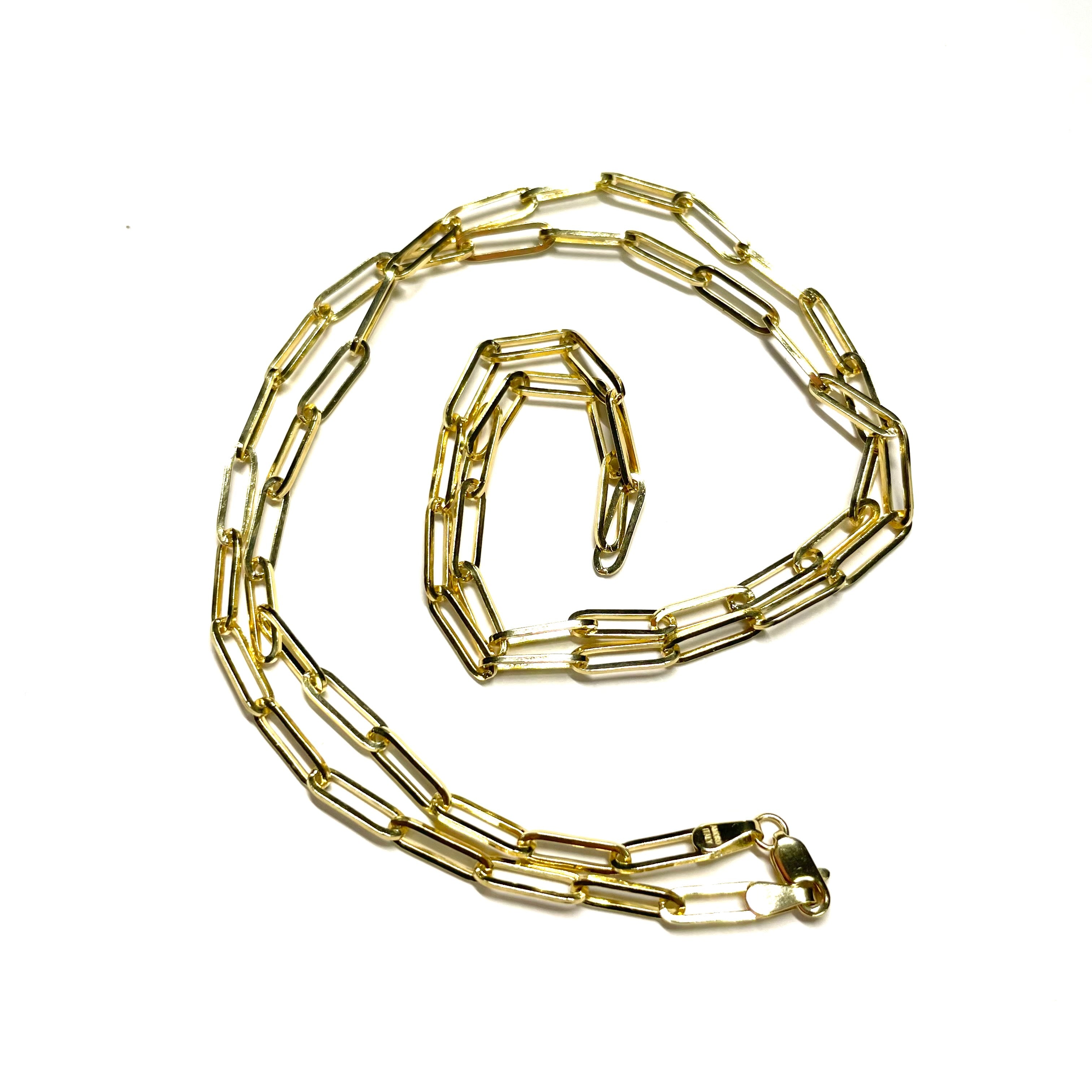 22" 14k Yellow Gold Paper Clip Chain Necklace