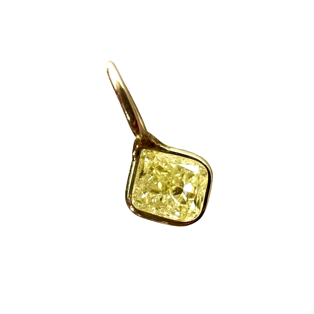 .30CT Canary Yellow Cushion  Diamond Pendant Charm