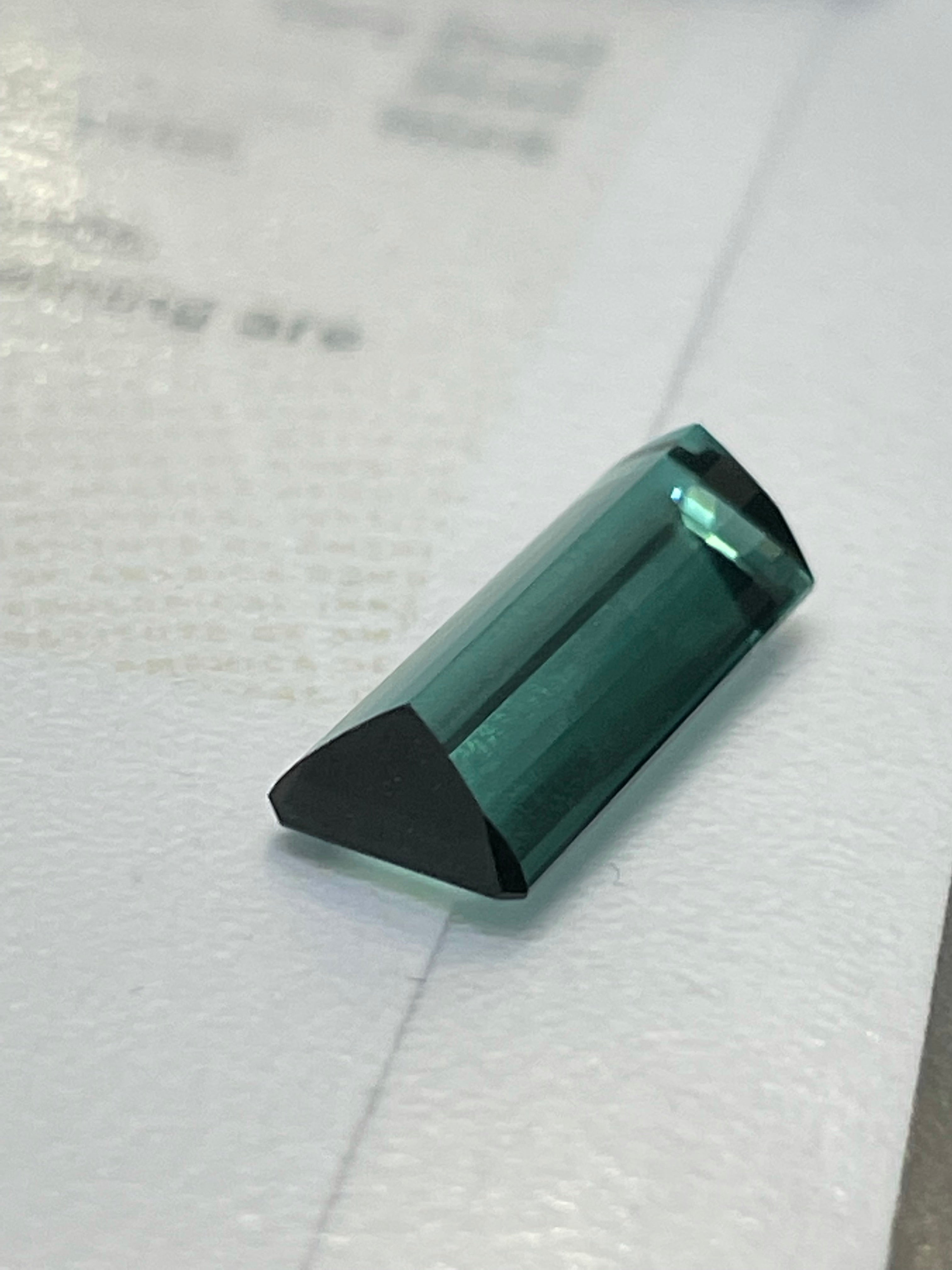 6.45CT Brilliant Teal Green Tourmaline Emerald Cut