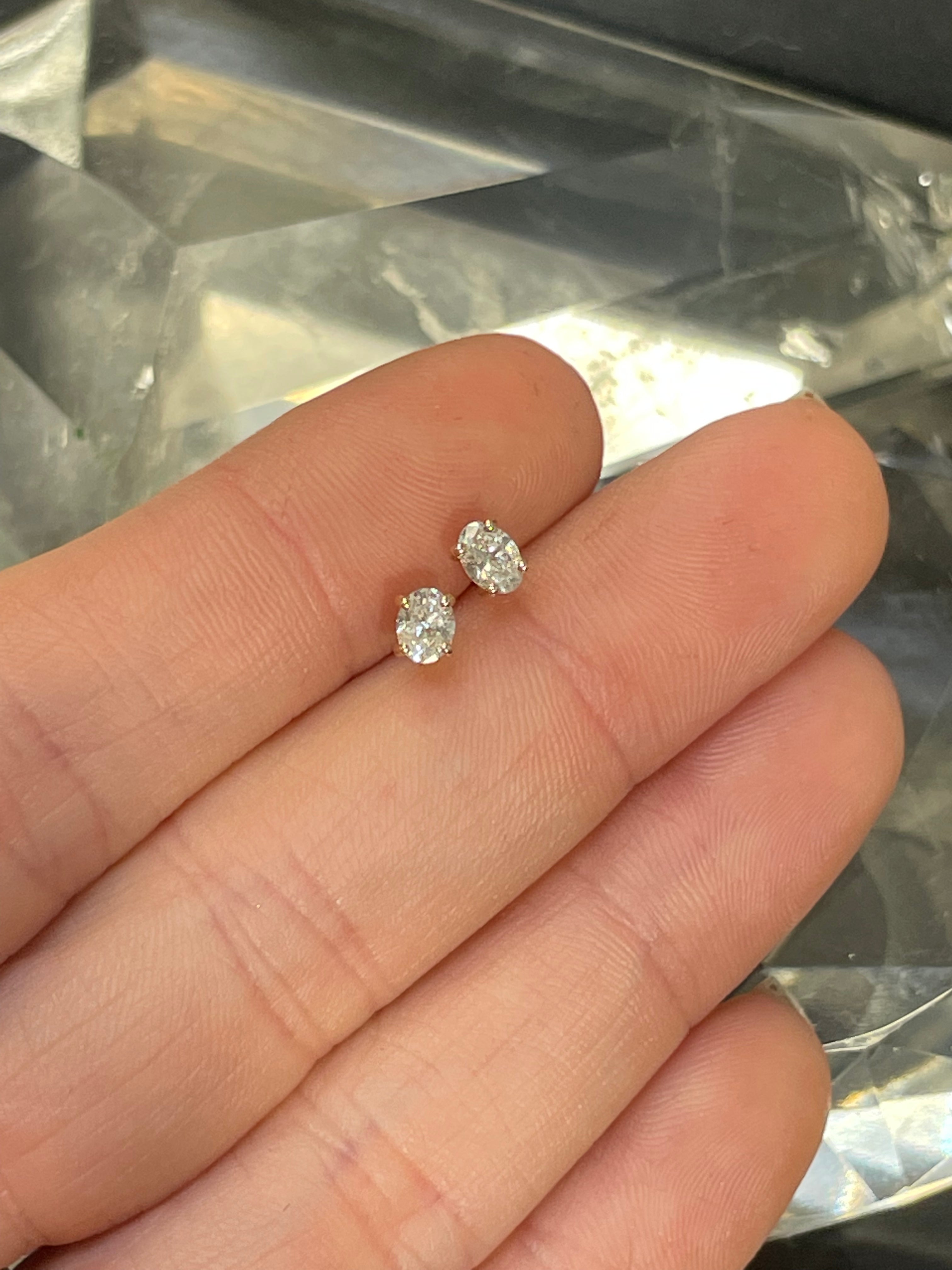 .28CT Oval Diamond I VS2 14K Yellow Gold  Earring Studs