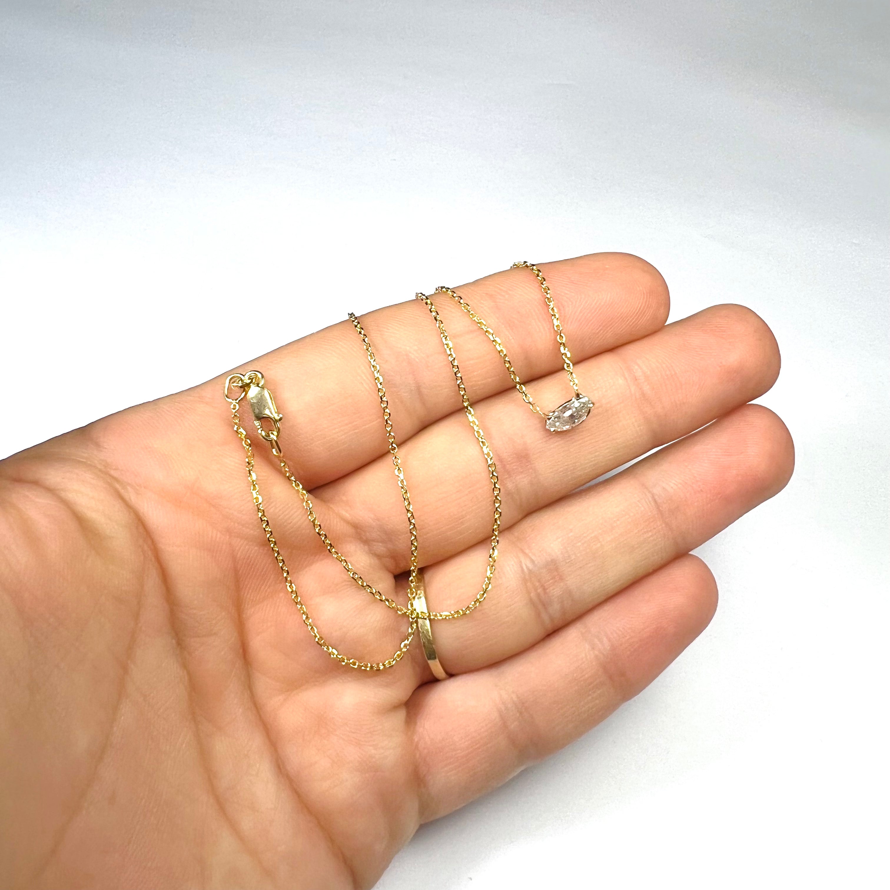 .30CT Fancy Cut Diamond 16.5" 14k Yellow Gold Necklace