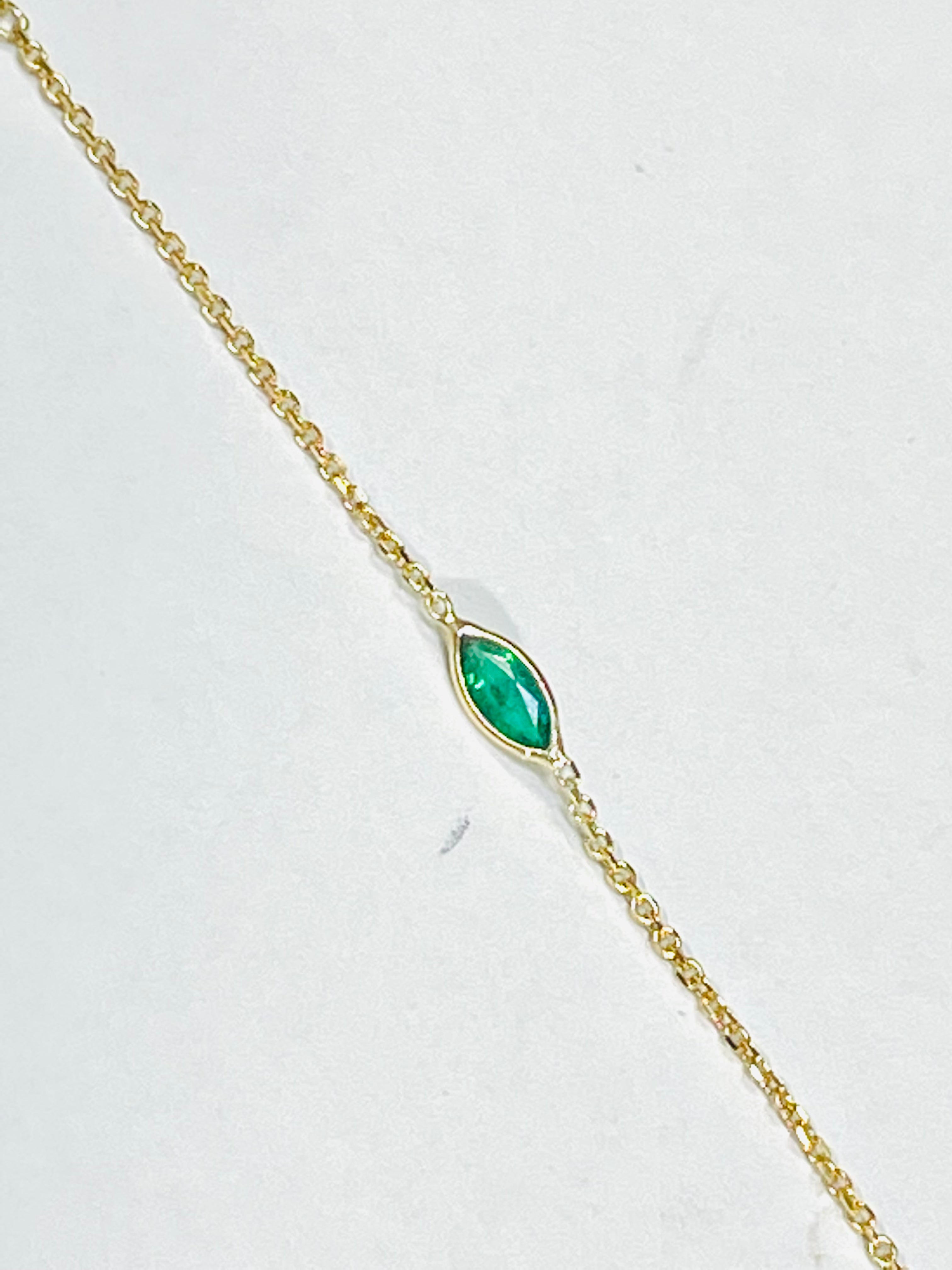 Emerald Marquis Handchain 14k Yellow Gold